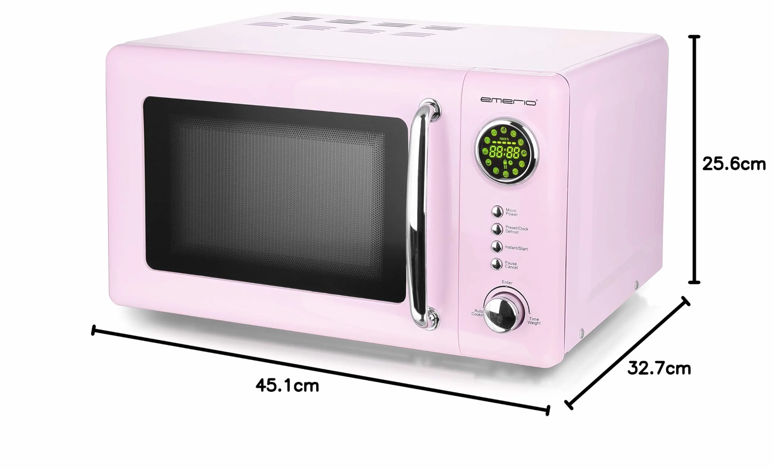 Rosa/Pink 700 Watt Mikrowelle 20 Liter Garraum Drehteller Retro Design Emerio MW-112141.1 Mikrowellen-Gerät