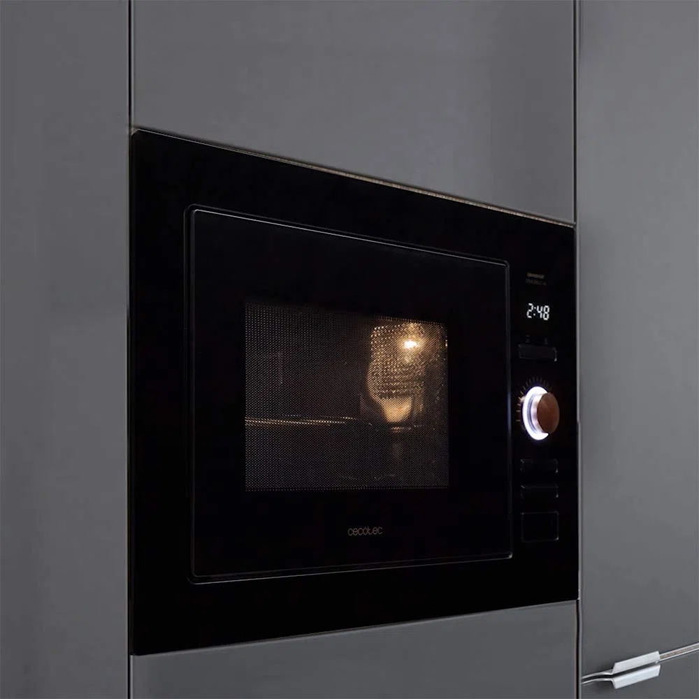 Cecotec Digitale und einbaubare Mikrowelle mit 25 Liter Fassungsvermögen GrandHeat 2590 Built-in BlackRose. Grill und 900 W Leistung