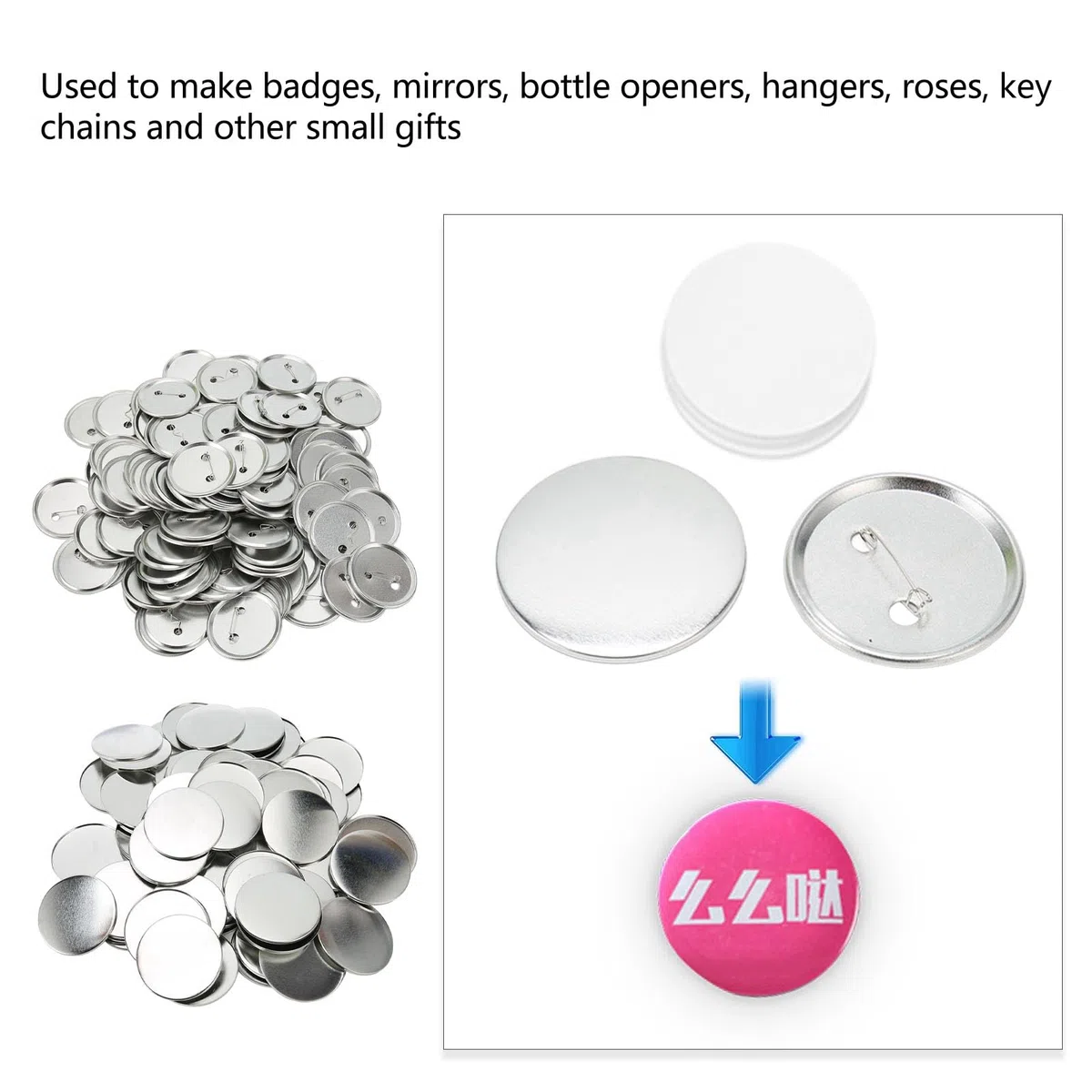 Pissente Knopfherstellungsmaschine, 58mm Abzeichen-Stanzpresse mit 100 Abdeckungen, Clips, Folien und Papieren für DIY Personalisierte Geschenke