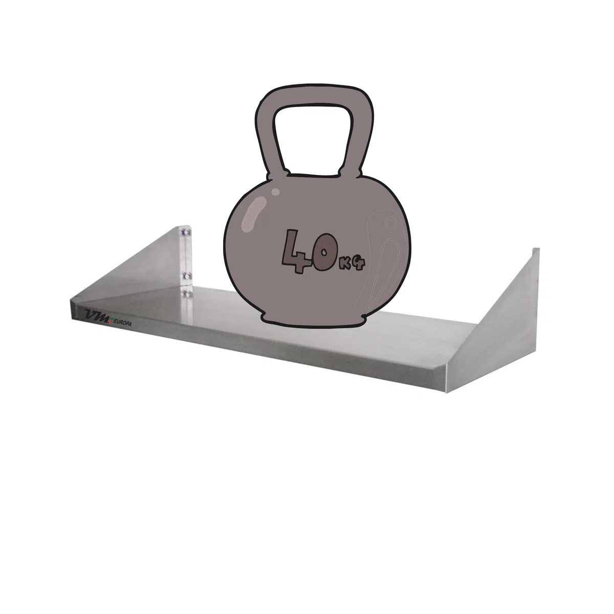 Edelstahl Wandbord - Maße 100 x 20 cm - Einfach Montierbar - AISI 430 Legierung - Wandregal Küchenregal Gastro Edelstahlregal Wandablage Gewürzregal Hängebord Gastronomie