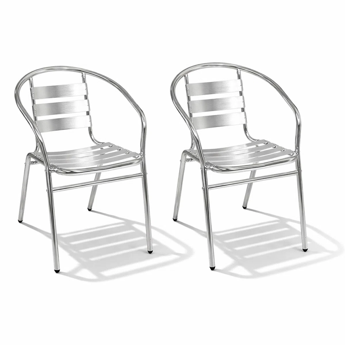 Mojawo 2 Stück Stapelstuhl Campingstuhl Gartenstuhl stabile Aluminium Silber Bistrostühle stapelbar Alustuhl Balkonmöbel Gartensitzmöbel Küchenstuhl