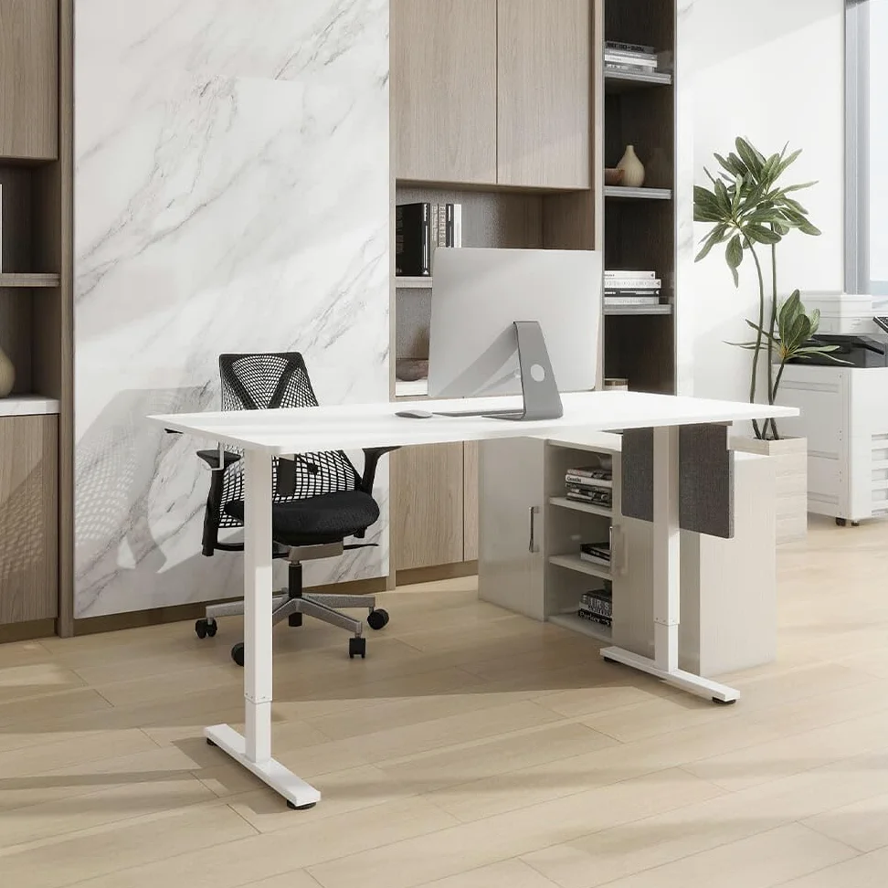 Home Deluxe höhenverstellbarer Schreibtisch I Ergonomisches Design in Weiß, 160 x 60 cm für Homeoffice und Büro
