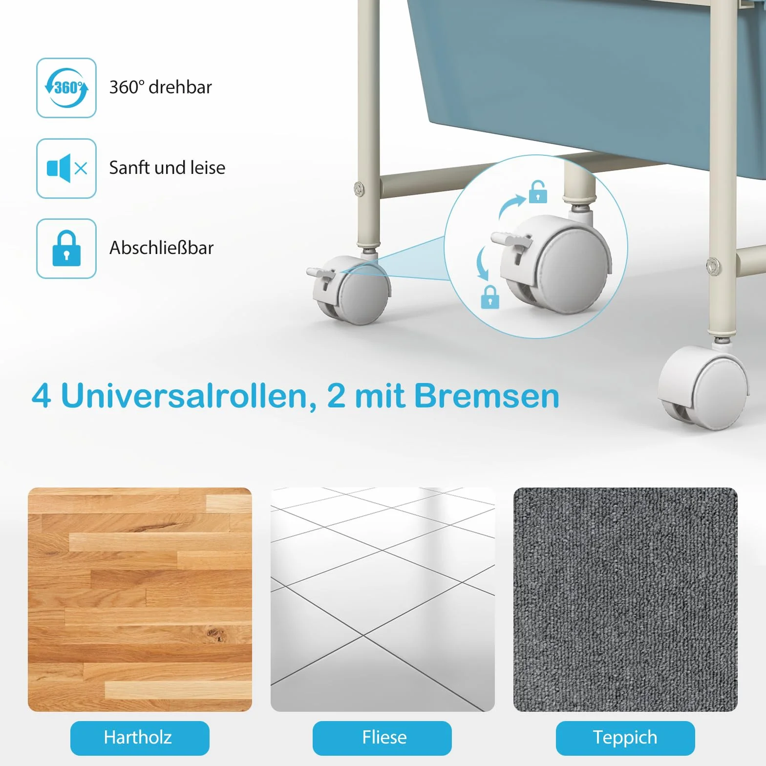 COSTWAY Rollwagen mit 15 stapelbaren Schubladen, Schubladenwagen Rollcontainer mit Metallgestell und Ablagefläche, Badrollwagen Aufbewahrungswagen für Büro, Wohnzimmer, 63 x 37 x 87 cm
