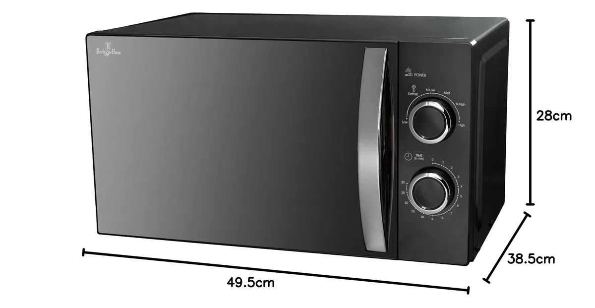 Berlinger Haus Mikrowellenherd 20 l | Black Rose Collection mit 700 W Leistung | 6 Stufen | Edelstahlteile & Borosilikatglas | Innenbeleuchtung & Auftaufunktion