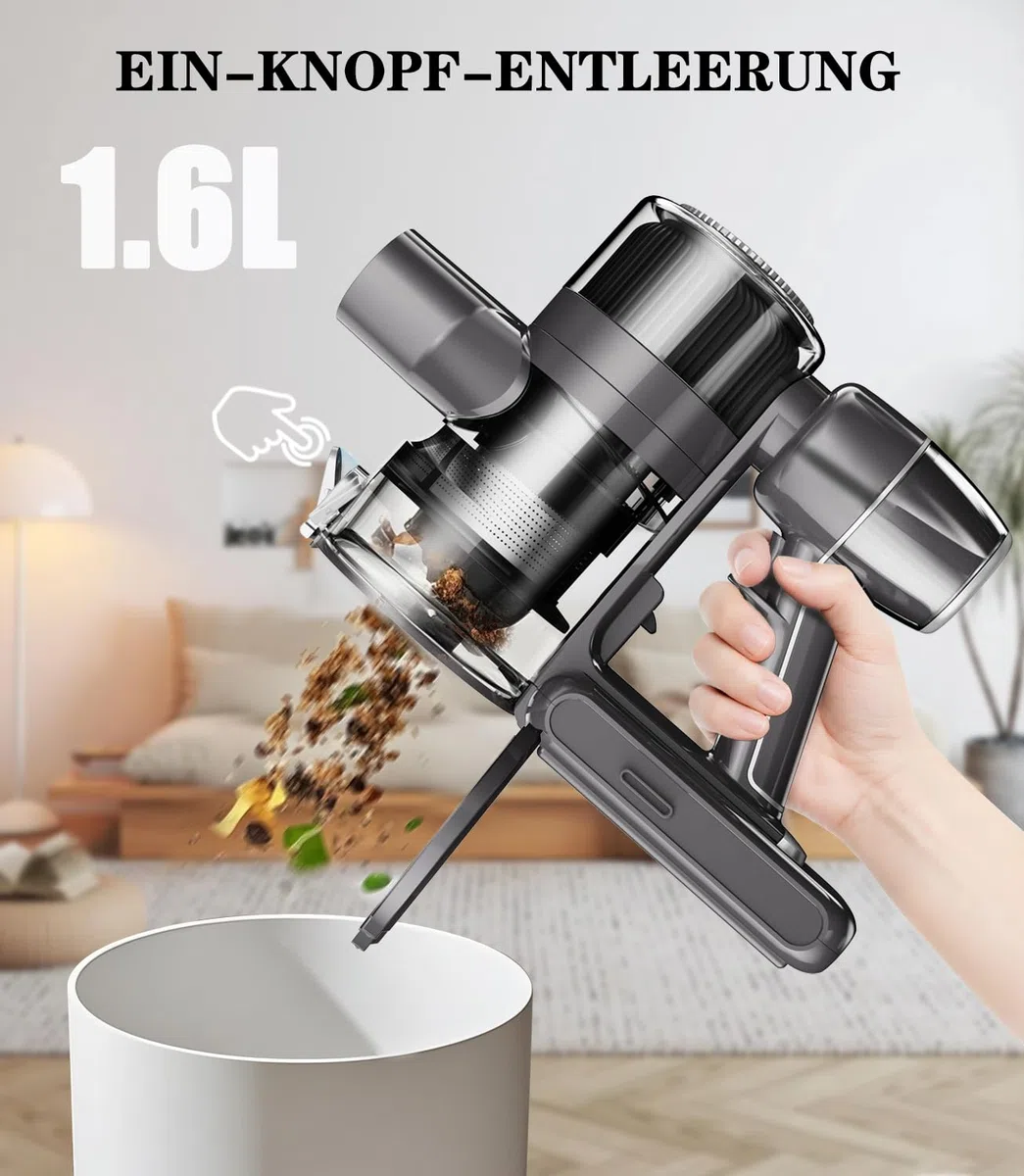 Akku Staubsauger Kabellos Akkustaubsauger Akkusauger - Kabelloser Stabstaubsauger Elektrische Sauger Kehrbesen mit Ladestation Cordless Vacuum Cleaner Für Tierhaare Teppich Beutellos Stielstaubsauger