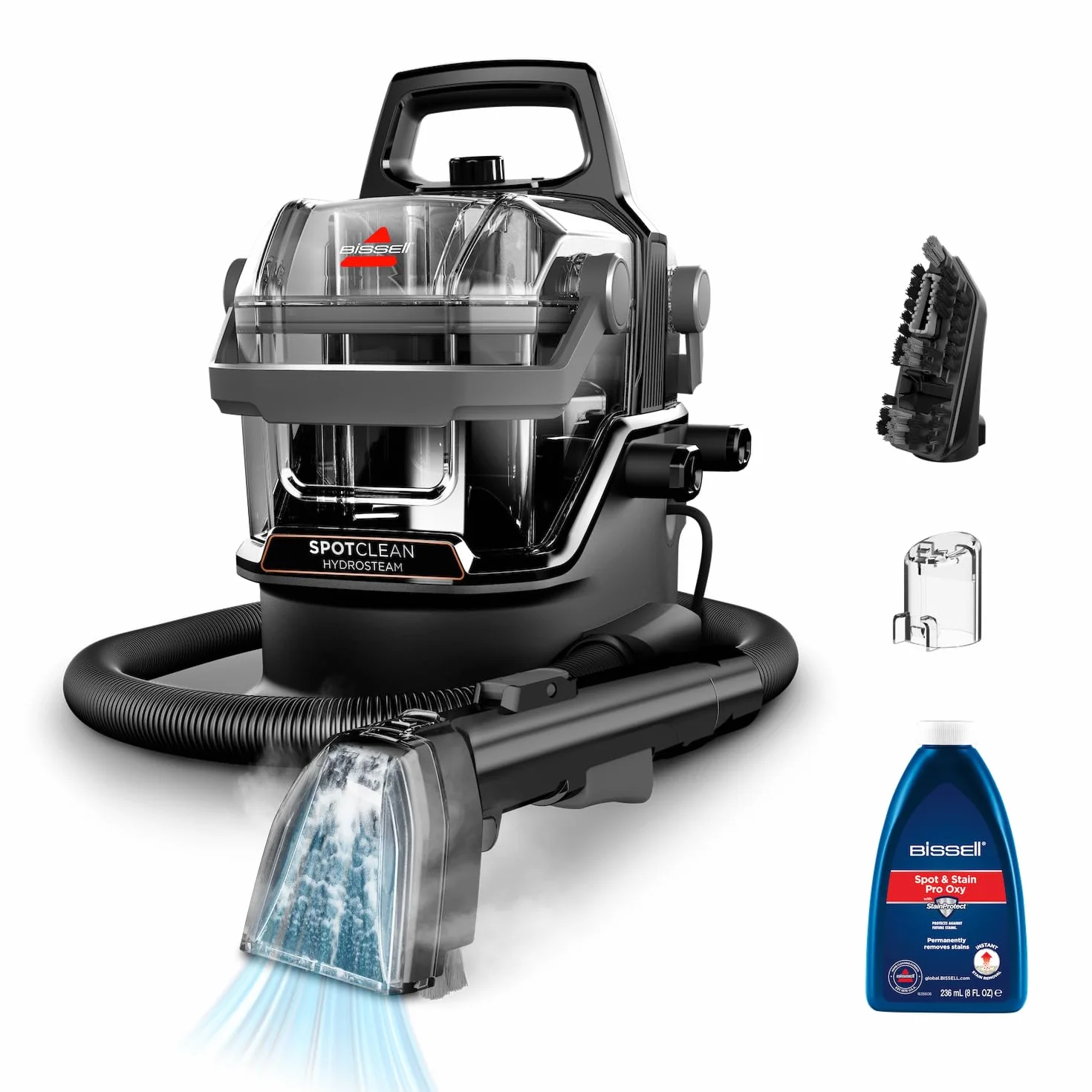 BISSELL SpotClean HydroSteam, Polsterreiniger Gerät, Teppichreiniger mit HydroSteam Technologie, Dampfreiniger, Nasssauger für Teppiche, Polster, Auto & Mehr, Leistungsstarker 1000W Motor, 3689N