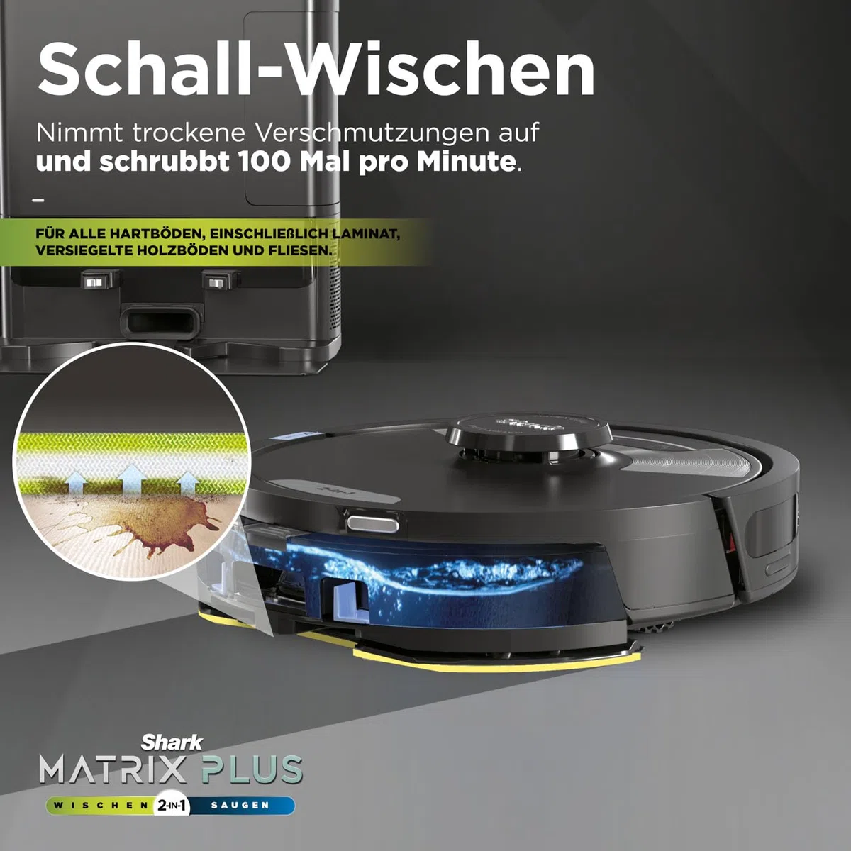 Shark Matrix Plus 2-in-1 selbstentleerter Wisch- & Saugroboter mit LiDAR Home Mapping & Kantenreinigung, für Teppiche, Hartböden & Tierhaare, Anti-Allergen, selbstaufladend, WiFi/App, Schwarz