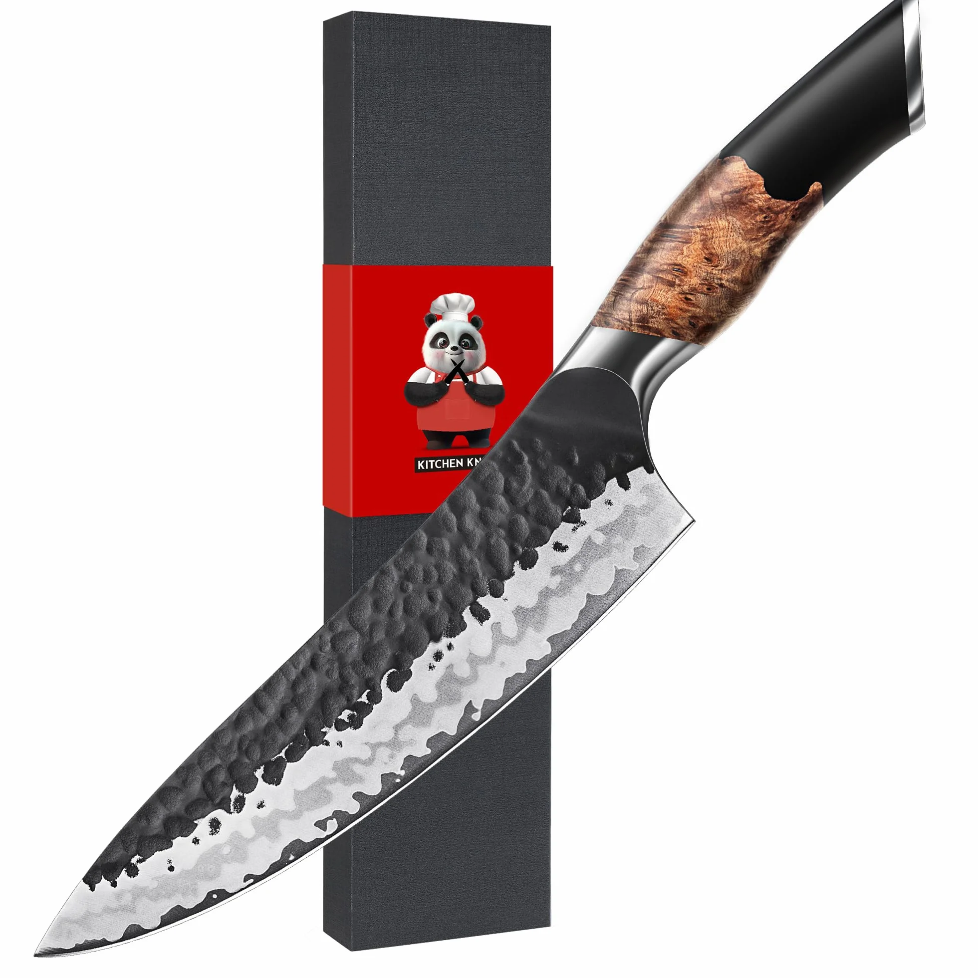 SHAN ZU Handgeschmiedetes Japanisches Messer Küchenmesser 20cm, 7 Schichten Hochwertigem Carbon Stahl Scharf Kochmesser Profi Messer Gyuto Allzweckmesser Fleischmesser mit Ahornholzgriff