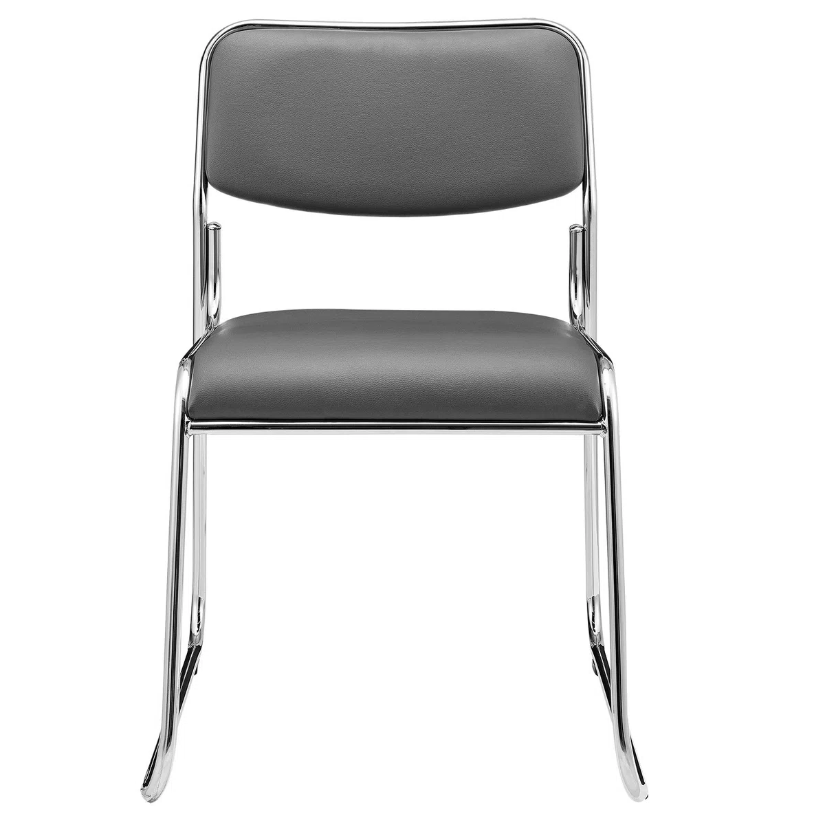 pro.tec Bürostuhl 4er Set Besucherstuhl mit Kunstlederbezug Konferenzstuhl gepolstert Stühle stapelbar für Büro Konferenzraum Arbeitszimmer Wartezimmer Metallgestell Grau
