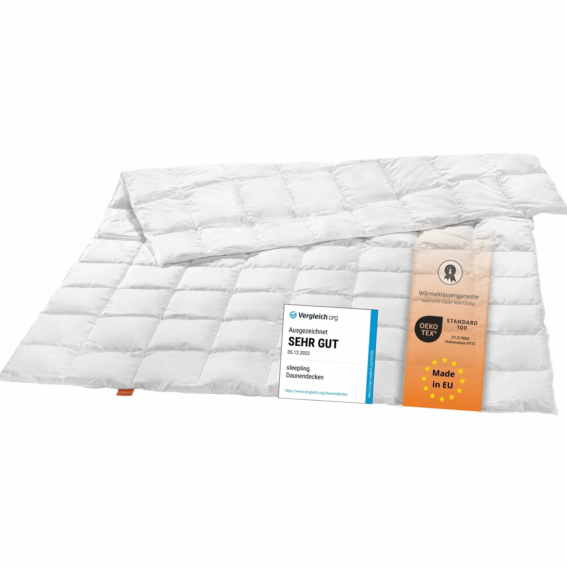 sleepling extra leichte Sommer Daunendecke 135x200 cm, 90% Daunen 10% Federn, Sommerdaunendecke, Sommerdecke, Sommerbettdecke, Bettdecke 135 x 200 cm, Made in EU, Öko-Tex, Downpass