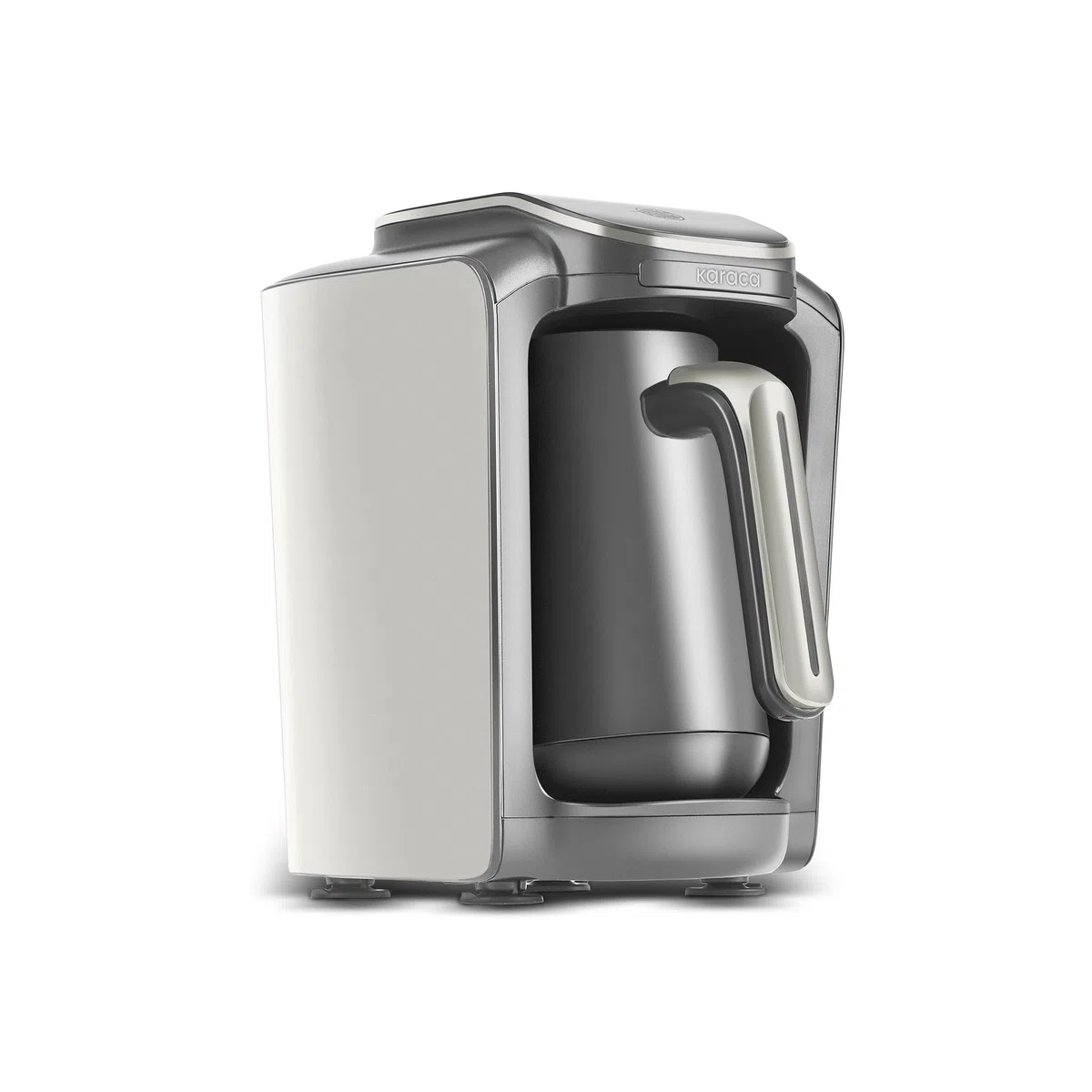 KARACA Hatır Neo Turkish Coffee Maker Silver - Electric Mocha Pot with 3 Coffee Strengths, 300 ml - 5 Cup Capacity, 735 W, Automatic Shut-Off and Overheating Protection (Starlight)