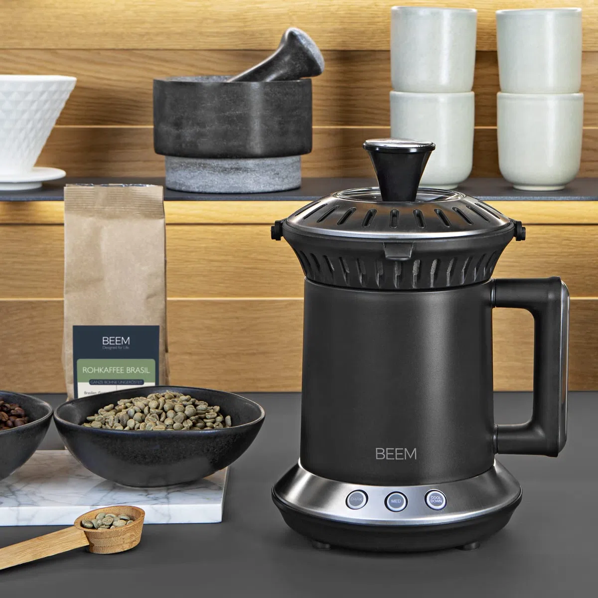 BEEM ROAST Kaffeeröster | 2 Röstgrade einstellbar | Intervallröstung [Edelstahl, Borosilikatglas]