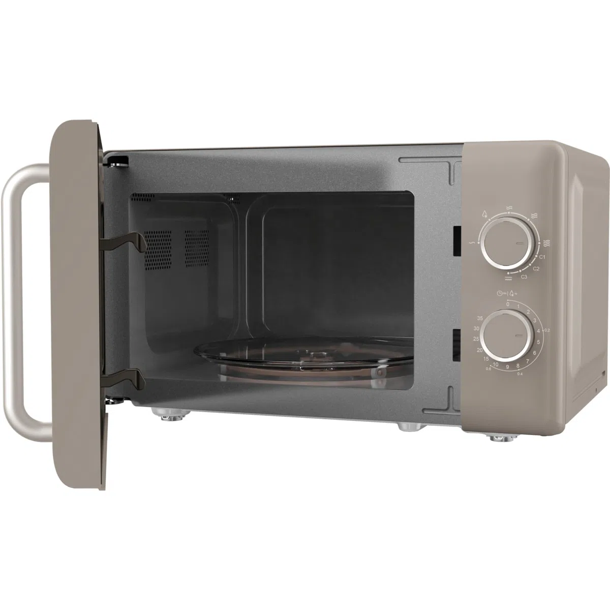 MEDION Retro Mikrowelle mit Grill klein (20 Liter kompakt, 800 Watt, 5 Mikrowellenstufen, 3 Kombi Programme, Timer, Auftaufunktion, MD100119) sand beige