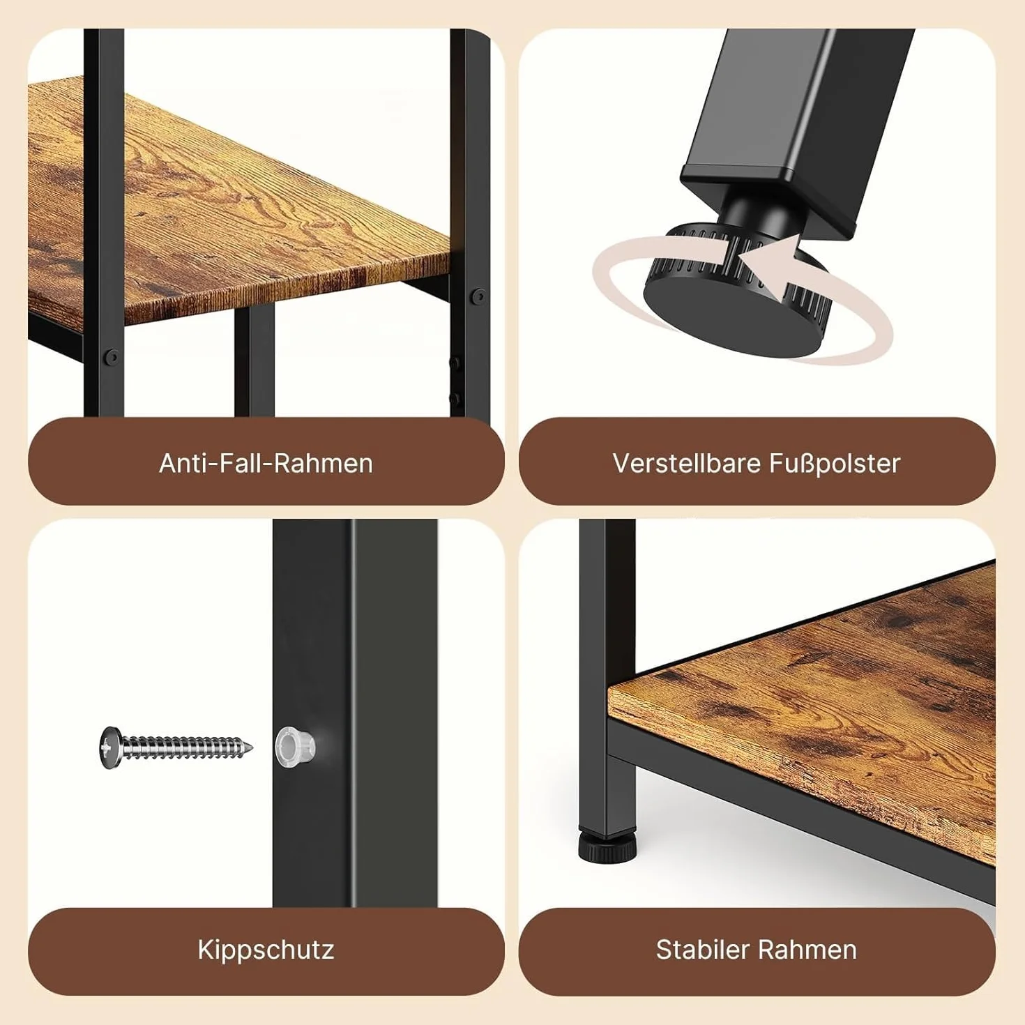 Bealife Bücherregal, 5-stöckiges Versetztes Bücherregal. Offenes Freistehendes Regal für Wohnzimmer, Industriedesign, 98 x 30 x 180 cm, Büro, Arbeitszimmer, Retro