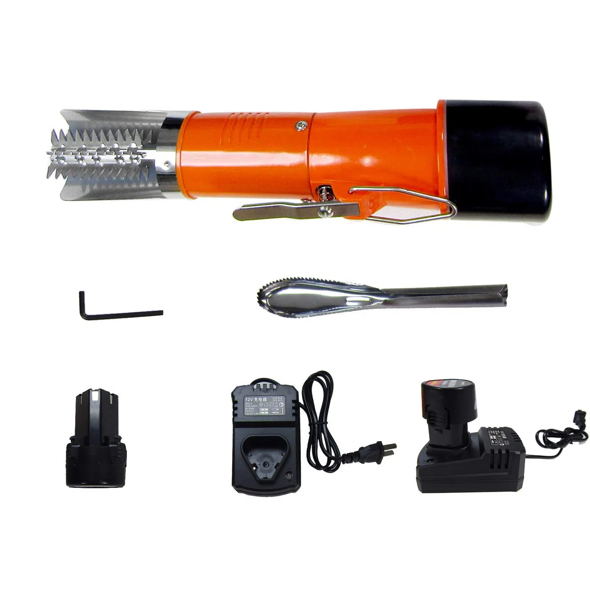 MXBAOHENG Elektrische Fischschuppen Entferner mit 1 Akku 2200mAh Wiederaufladbarer Elektrischer Fischschupper Wasserdicht 7000 RPM für Fischmärkte, Restaurants, Küchen (orange 1 Batterie)