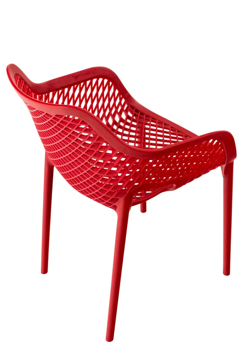 CLP Gartenstuhl 2er Set, stapelbar, wetterfest, modern, Kunststoff Gestell, Nicht verstellbare Armlehnen & Rückenlehne, Air XL, Farbe:rot