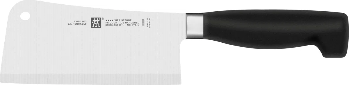 ZWILLING Vier Sterne Hackmesser, Klingenlänge 15 cm, Rostfreier Spezialstahl, Ergonomischer Kunststoff-Griff, Schwarz [Made in Germany]