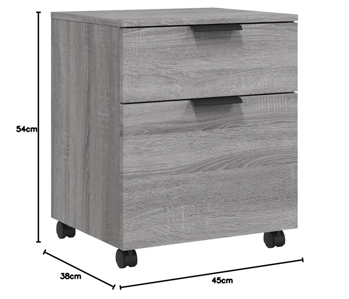 Aktenschrank mit Rollen, Rollcontainer, Mobiler Büroschrank, Büromöbel, Aufbewahrungsschrank für Home Office, 45 x 38 x 54 cm, Holzwerkstoff
