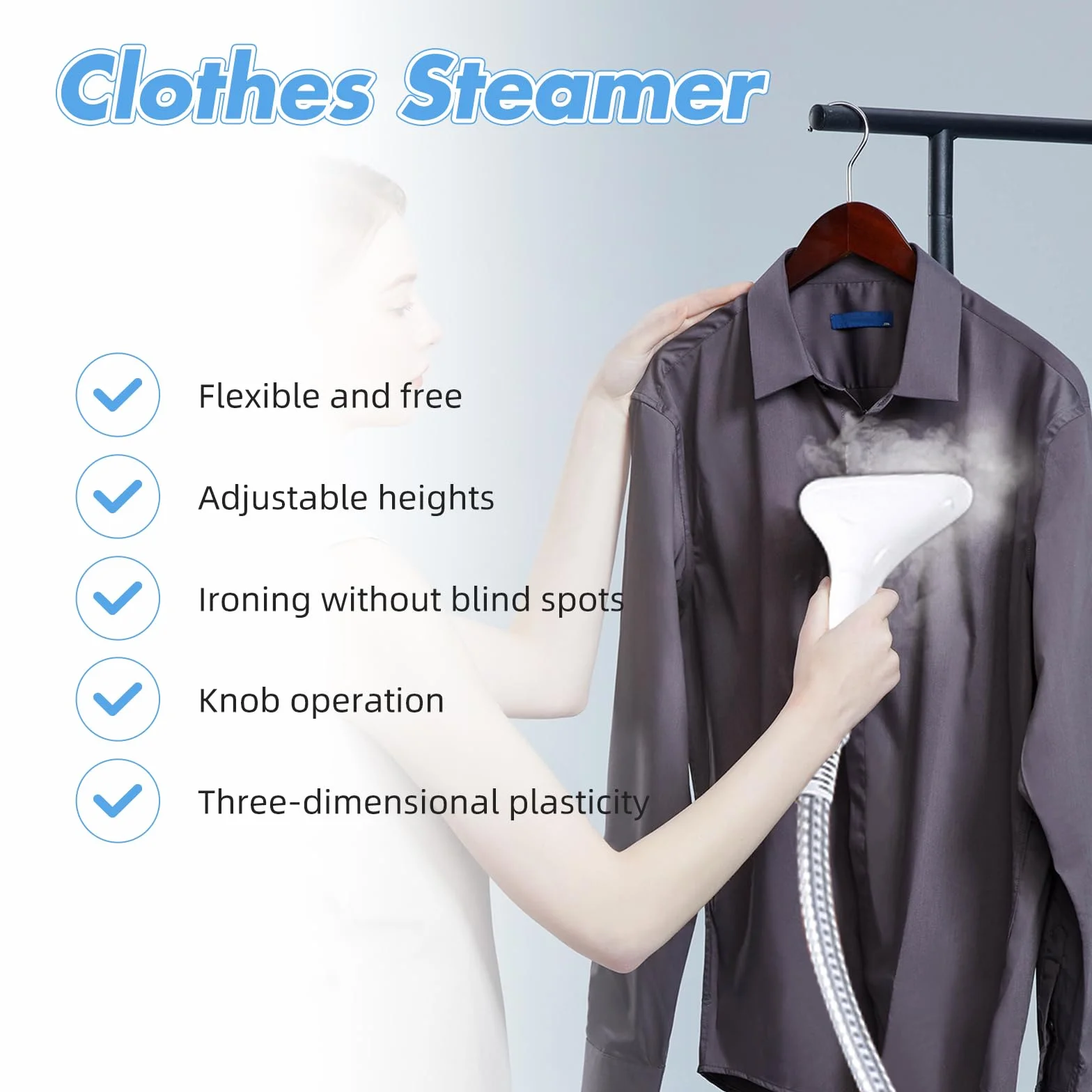 Dampfglätter Vertikaler Steamer, Dampfglätter 2000W mit 45g/min Dampfleistung Professioneller Hemdenbügler mit Höhenverstellung Inklusive Bügelbrett und 2.5L Wassertank für Alle Stoffe