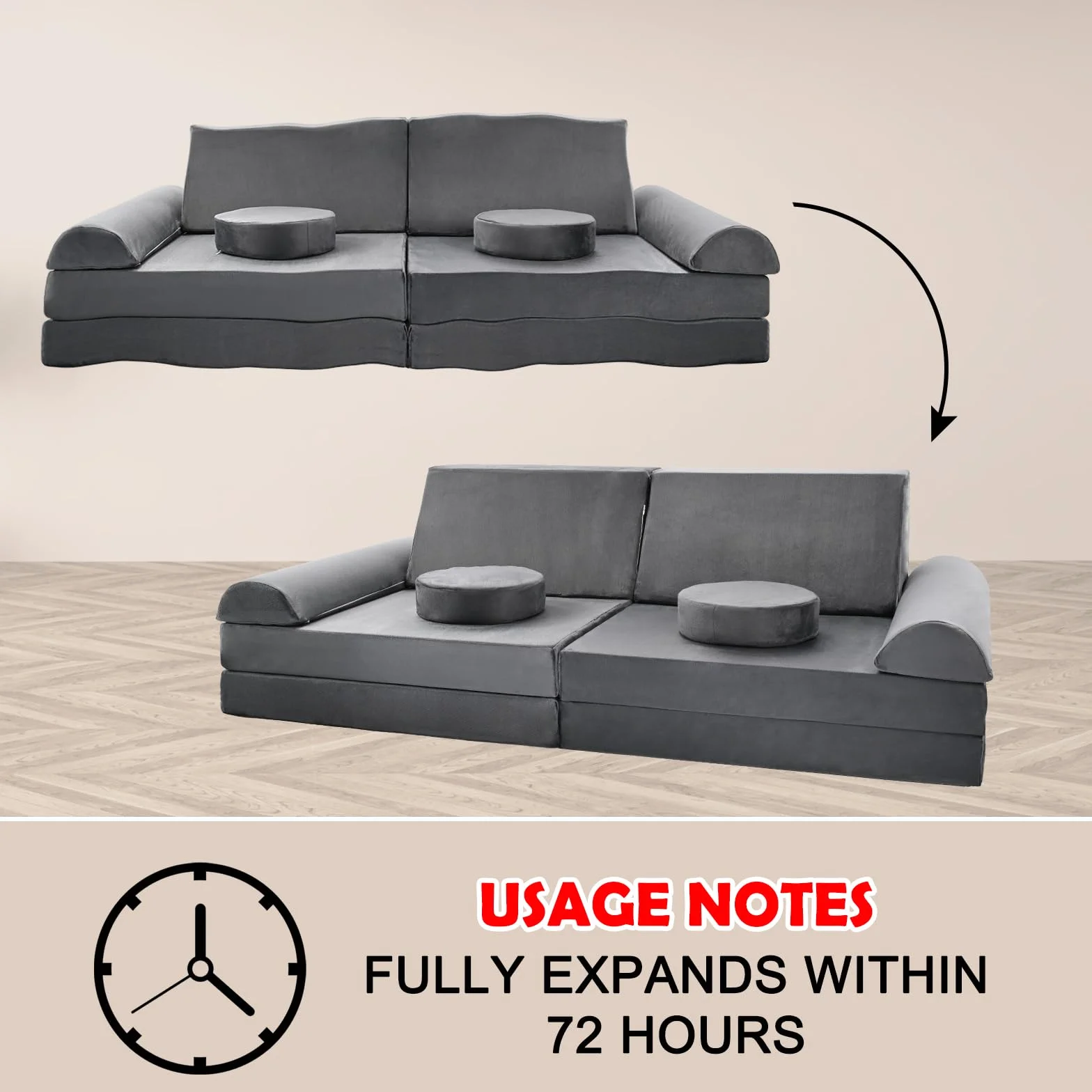 Spielsofa für Kinder,Kindersofa aus 10 Schaumstoff Bausteine, Flexibel Kombinierbare Kinder Couch Modulares Spielsofa zum Spielen, Kreativsein, Schlafen(120CM)