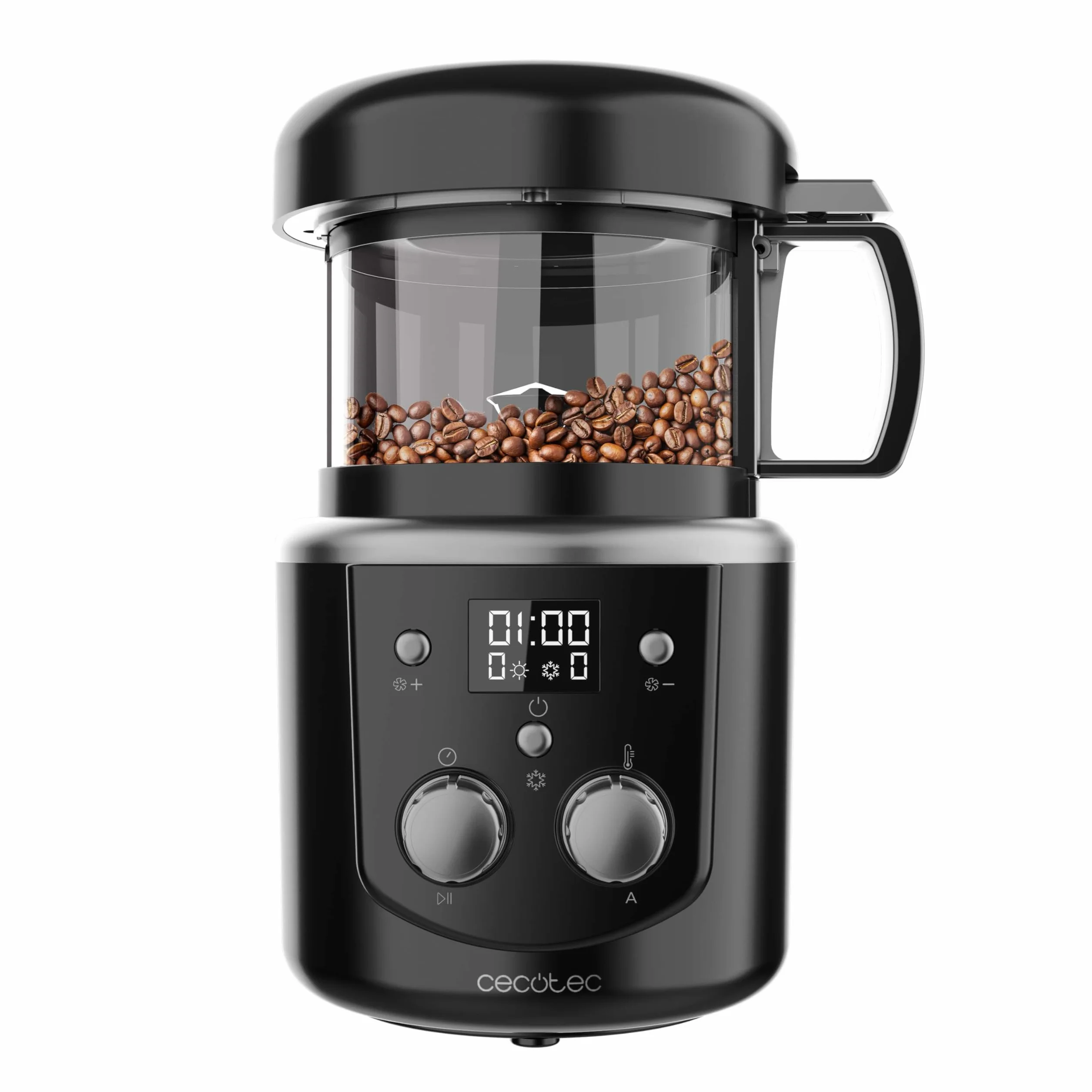 Cecotec Elektrische Kaffeebohnentrommelröster Roaster Booster. 1400W, Kaffeezubehör, automatisches oder manuelles Rösten, gleichmäßige Röstung, Kapazität von 100-150g, einstellbare Zeit von 8-15 Min