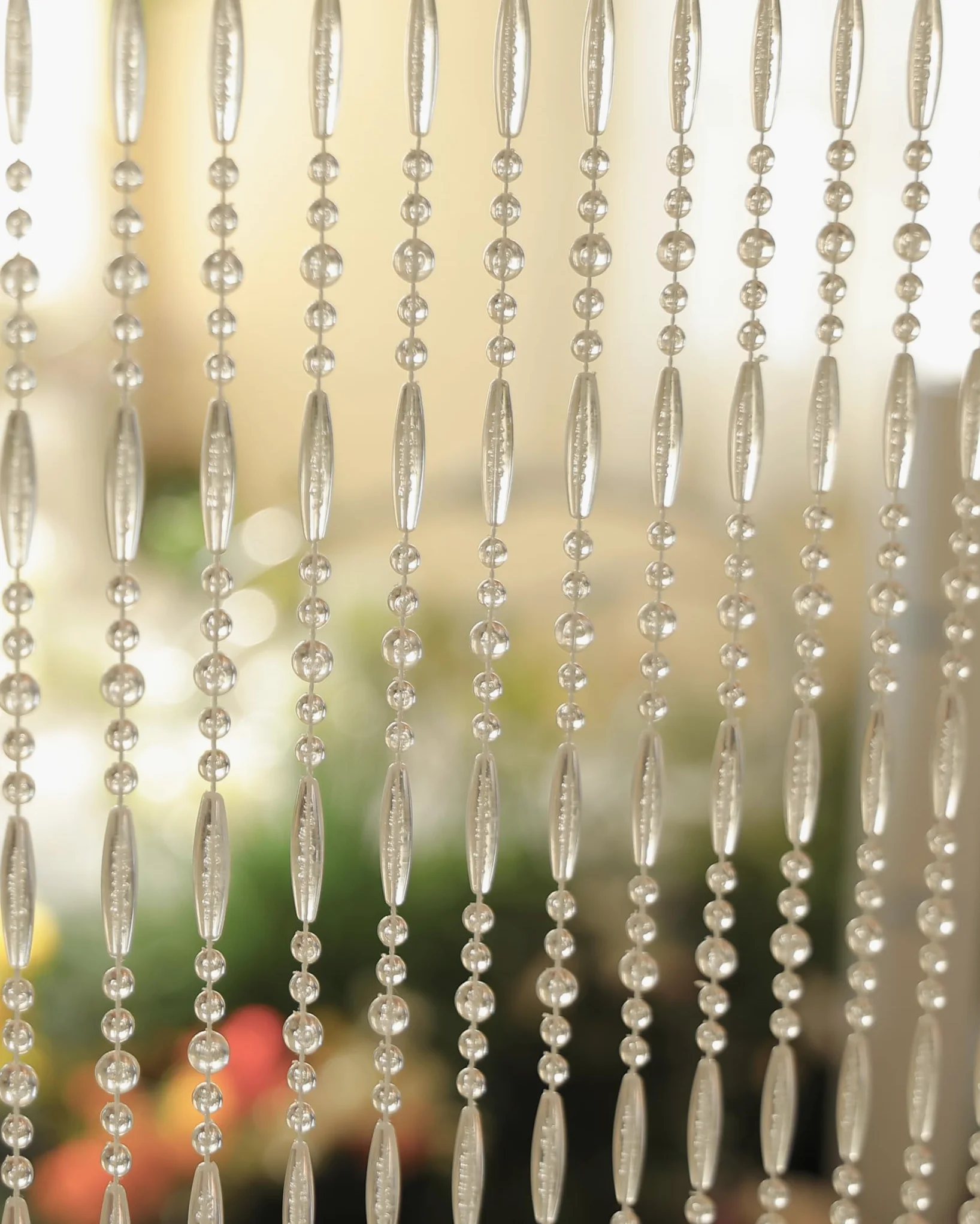 100x230cm Transparent Perlenvorhang Balkontür, 75 Stränge Kunststoffperlenvorhang Perlenvorhang Türvorhang als Insektenschutz und Dekoration für Balkontür, Zimmer