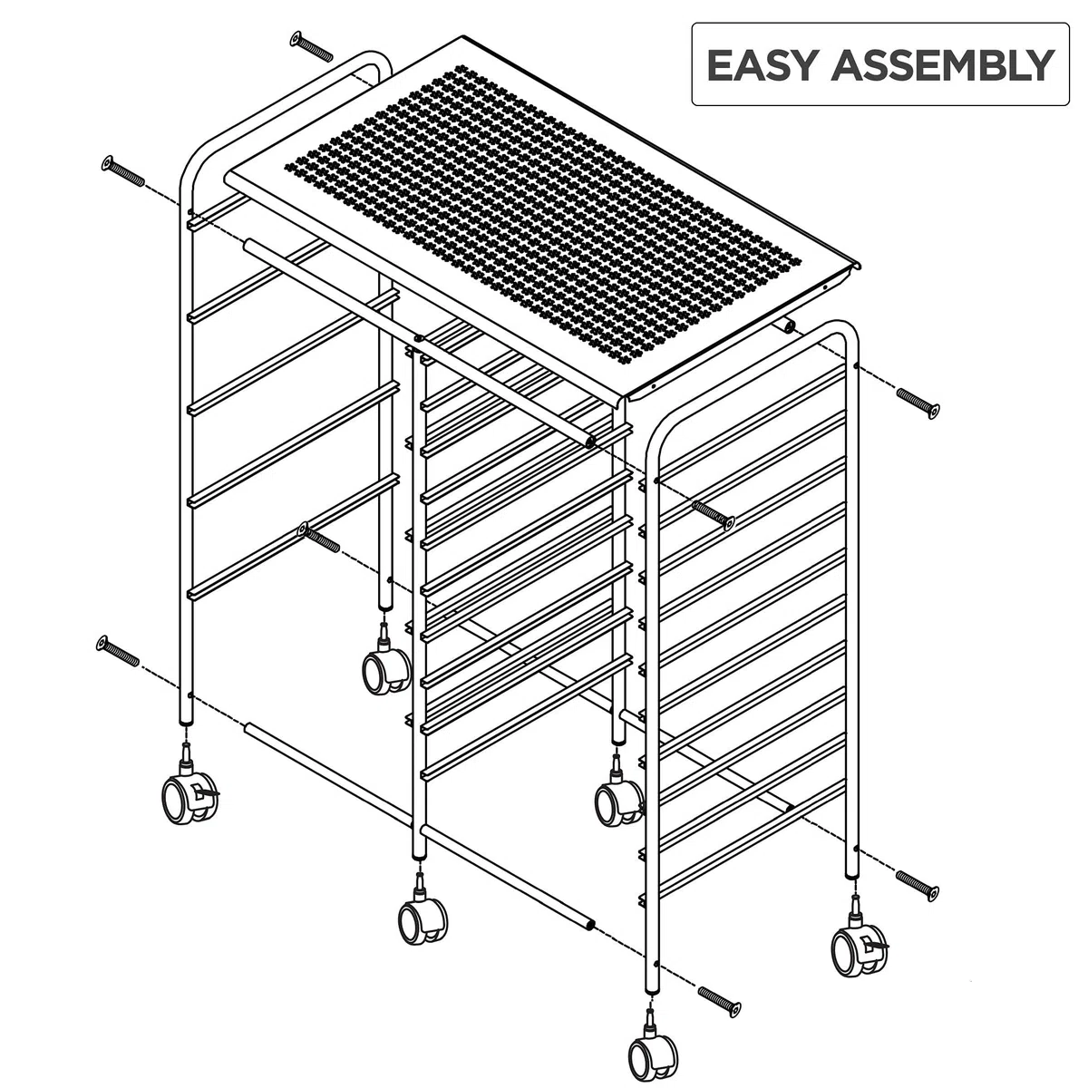 Yaheetech Rollwagen Badrollwagen mit 15 stapelbaren Schubladen, Rollcontainer Metallgestell, Haushaltswagen mit Bremsen, Aufbewahrungswagen rollbar, 62,5 × 36 × 91 cm