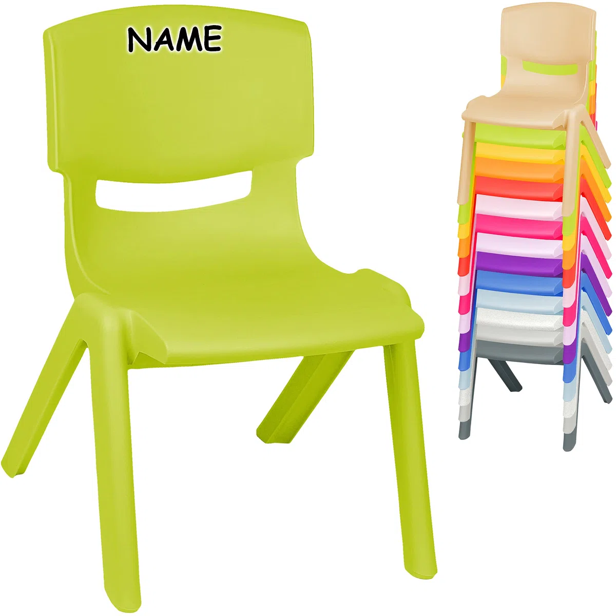 alles-meine.de GmbH 4 Stück - Kinderstühle/Stühle - Farbwahl - bunter Farb-Mix - Plastik - bis 100 kg belastbar/kippsicher - für INNEN & AUßEN - 0-99 Jahre - stapelbar - Ga..