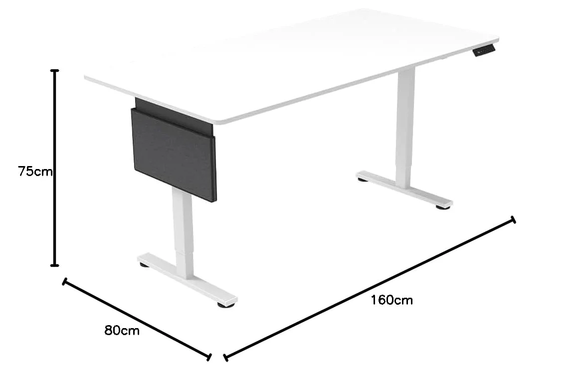 Home Deluxe höhenverstellbarer Schreibtisch I Ergonomisches Design in Weiß, 160 x 60 cm für Homeoffice und Büro