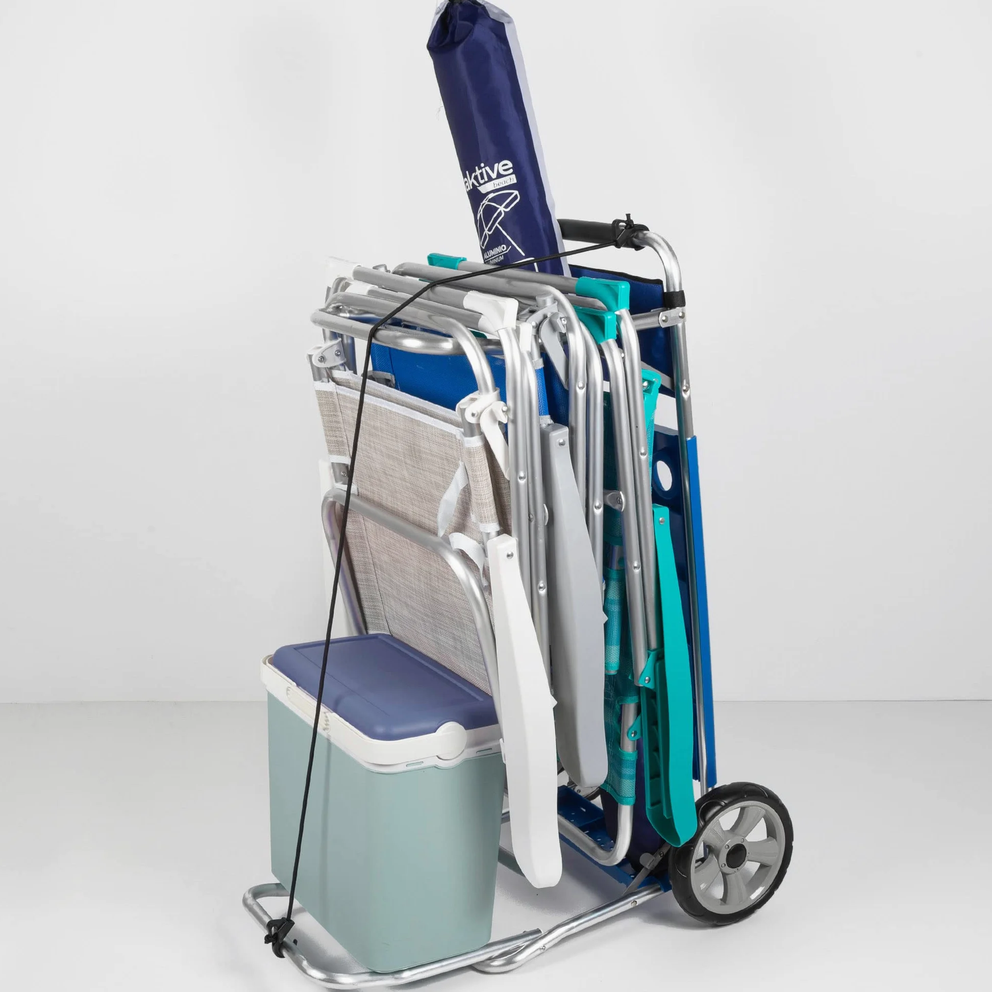 AKTIVE 62284 - Faltbarer Strandwagen, umwandelbar in einen 2-in-1-Tisch, Maße 50 x 78,5 x 105 cm, Maximales Gewicht 30 kg, Mehrzweck-Tragetasche für Strand, Camping, Veranstaltungen