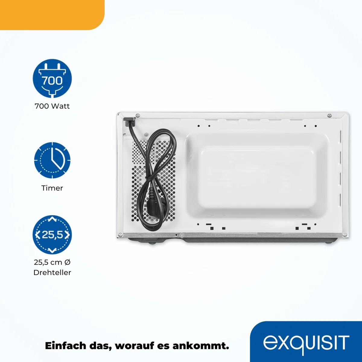 Exquisit Mikrowelle MW 820 DI - 700W, 20 L, Digital-Timer, Silber | Standmikrowelle mit Auftaufunktion, 5 Leistungsstufen, Schnellstart, 255 mm Drehteller & Innenbeleuchtung