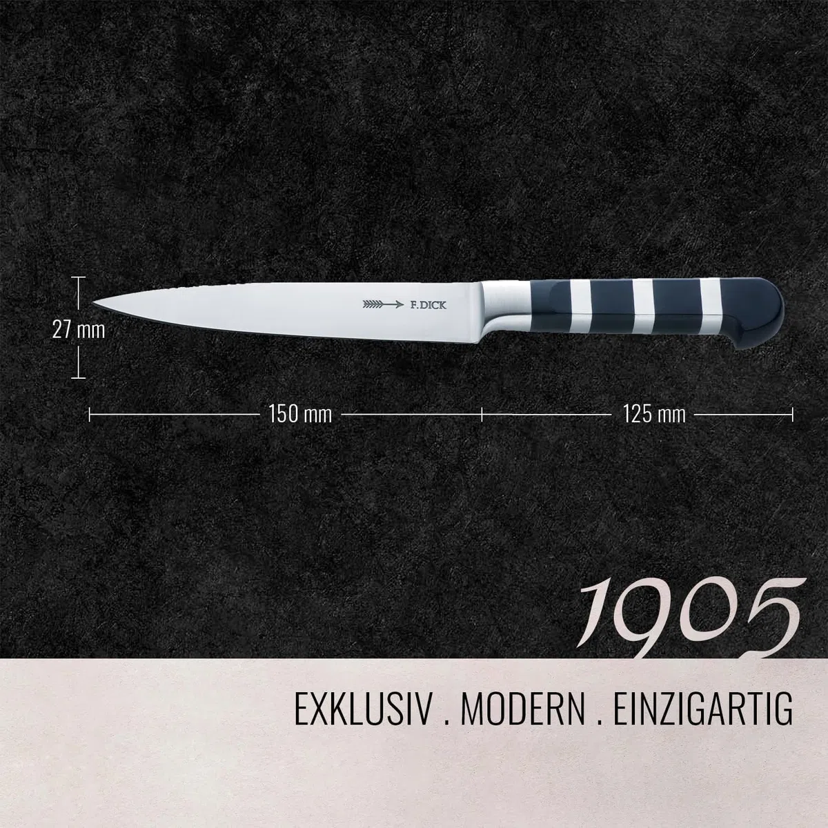 F. DICK Tranchiermesser 1905 15 cm - geschmiedet, rostfrei, Klinge extra scharf, 56 HRC, Filetiermesser hygienischer Designgriff temperaturbeständig - Spezialstahl Küchenmesser - 81956152