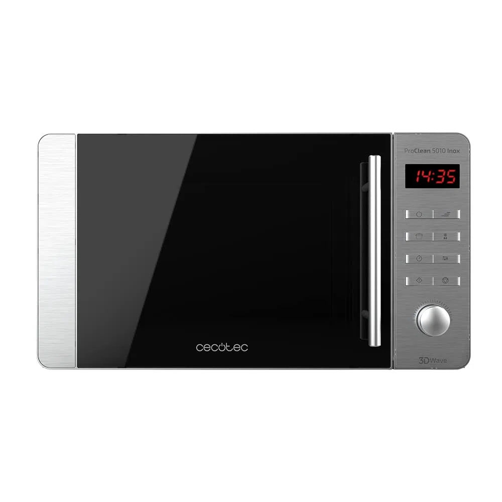 Cecotec Mikrowelle Pro Clean 5010 Mirror. 700W, Grill 800W, 20L, Garraum Ready 2 Clean Beschichtung, 3 D Wave, Front Spiegel Tür, 8 Programme, 60 Min Timer, LED, Edelstahl In Silber, Ohne Grill