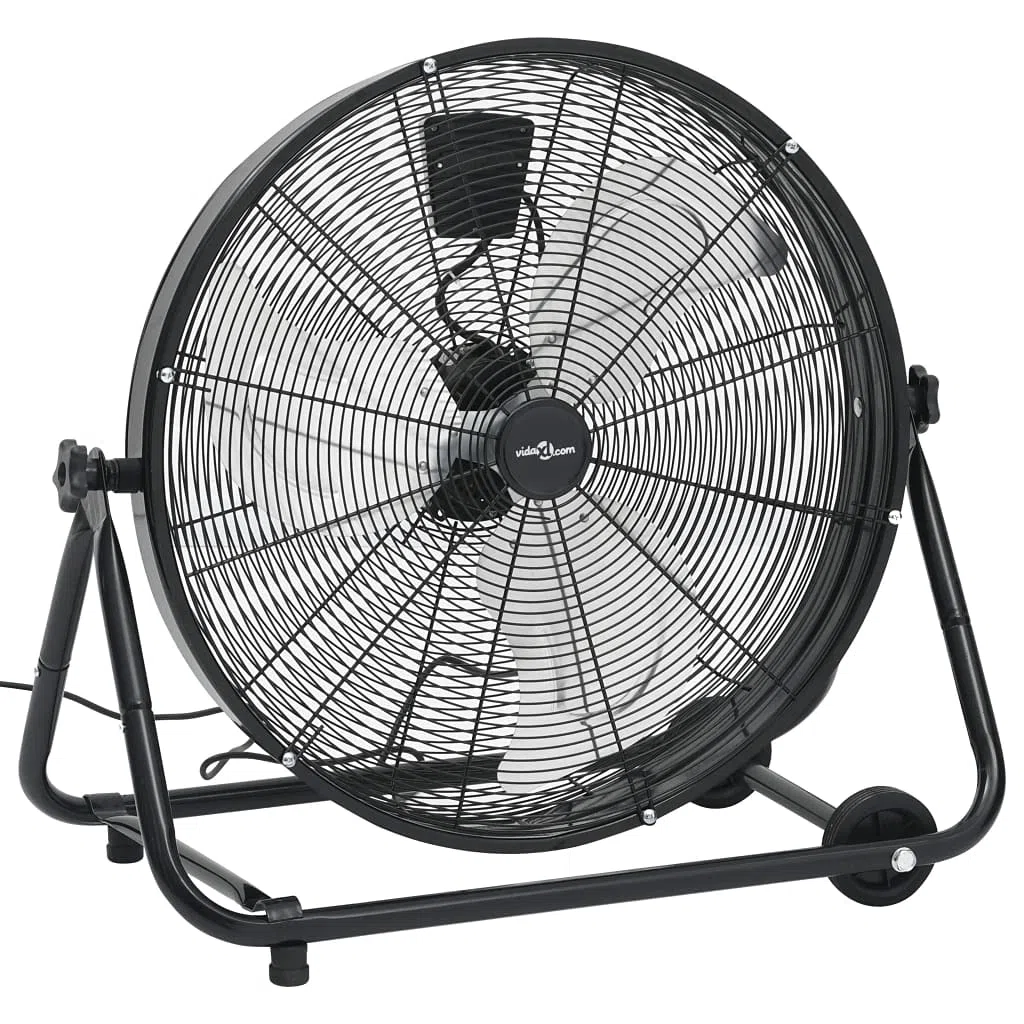 Trommelventilator Industriell 60 cm Aluminiumflügel 172,5 W Schwarz mit 3 Geschwindigkeitsstufen, rutschfesten Füßen und Rollen für Bodenbelüftung, Kühlung