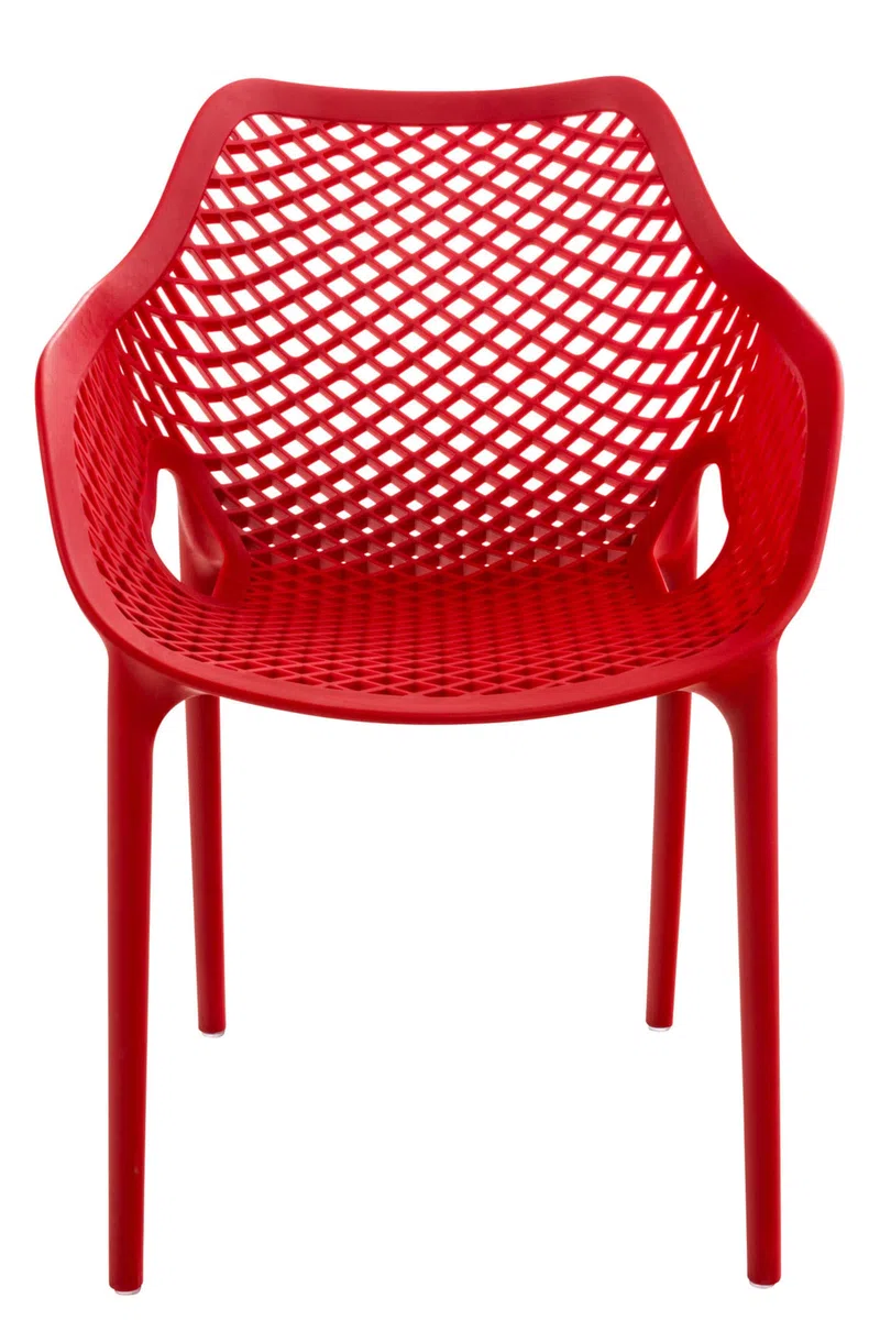 CLP Gartenstuhl 2er Set, stapelbar, wetterfest, modern, Kunststoff Gestell, Nicht verstellbare Armlehnen & Rückenlehne, Air XL, Farbe:rot