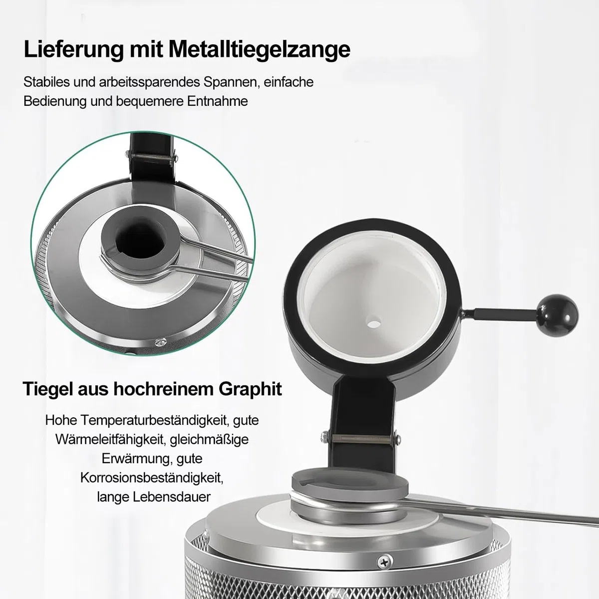 Goldschmelzofen, 1800W 1150°C Elektrischer Digitaler Schmelzofen mit Schutznetz und 3kg Graphit-Tiegel zum Schmelzen von Gold, Silber, Kupfer, Aluminium