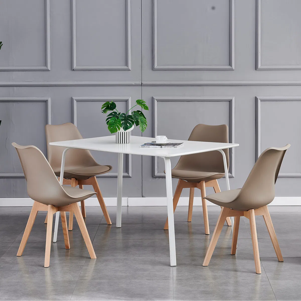 mcc direct Esszimmerstühle im 4er Set Küchenstuhl Bürostuhl Lounge Stuhl Designer Schalenstuhl Eva (Braun)