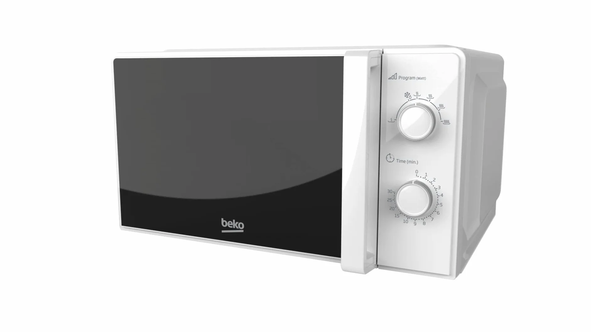 Beko MOC20100WFB Mikrowelle Solo 20 Liter, 700 W, Timer max. 30 min, 5 Stufen, Auftau- und Aufwärmfunktionen, Einstellung mit Drehknopf, Endanzeige, Drehteller mit 24,5 cm Durchmesser, Weiß