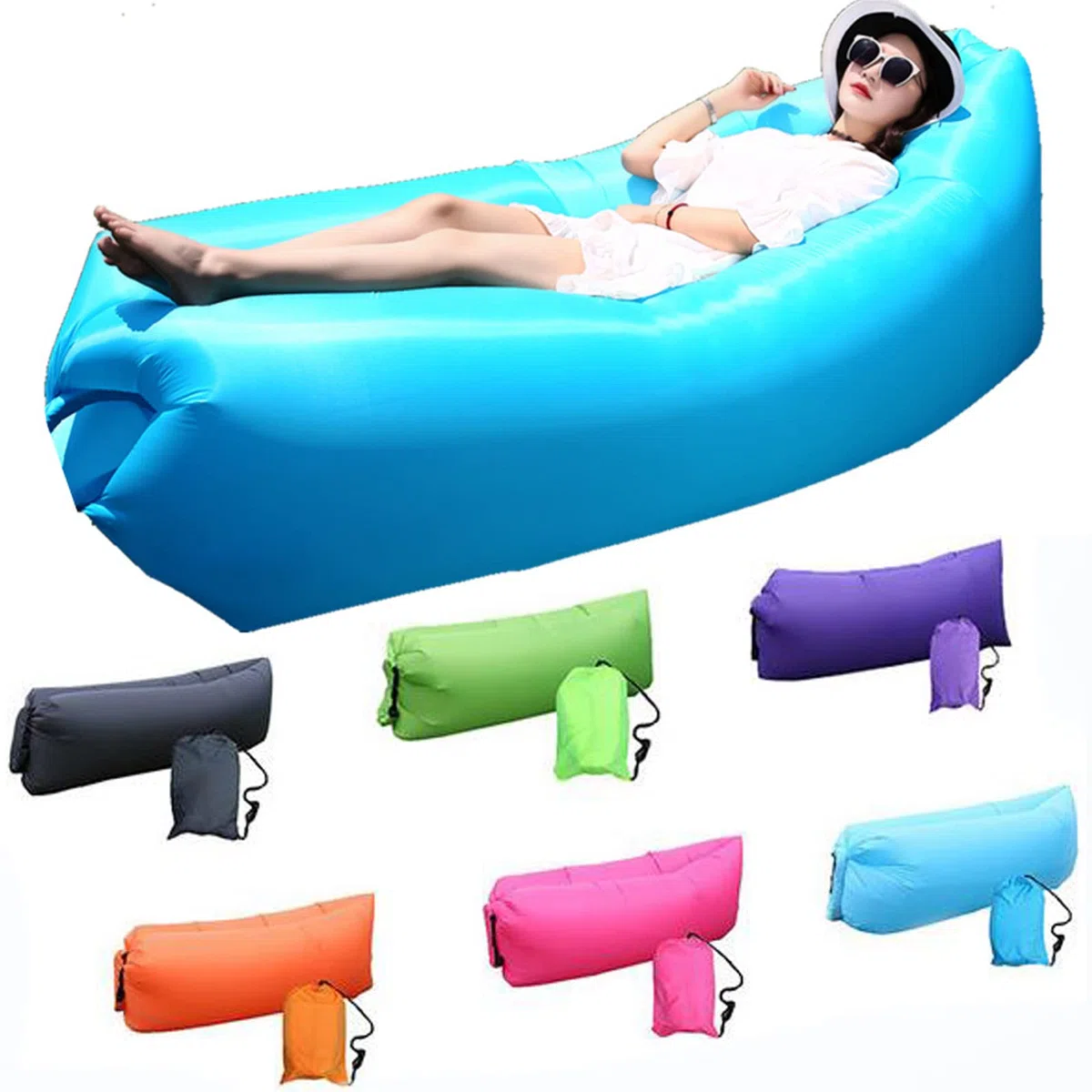 Aufblasbares Luftsofa, Luftsofa mit Tragetasche, Tragbares Wasserdichtes Aufblasbare, Air Lounger, für Garten, Seeufer, Strand, Camping und Musikfestivals