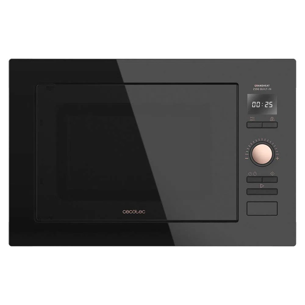 Cecotec Digitale und einbaubare Mikrowelle mit 25 Liter Fassungsvermögen GrandHeat 2590 Built-in BlackRose. Grill und 900 W Leistung