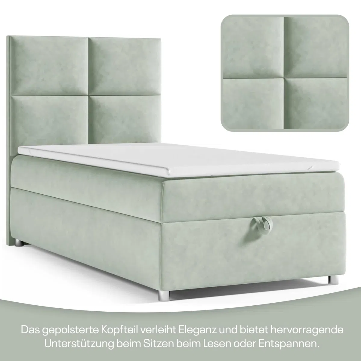 Trinity K2 Boxspringbett Single Bonellfederkern | Boxspringbett mit Matratze und Topper | 90x200 Einzelbett | Polsterbett - Lieferung an die Bordsteinkante