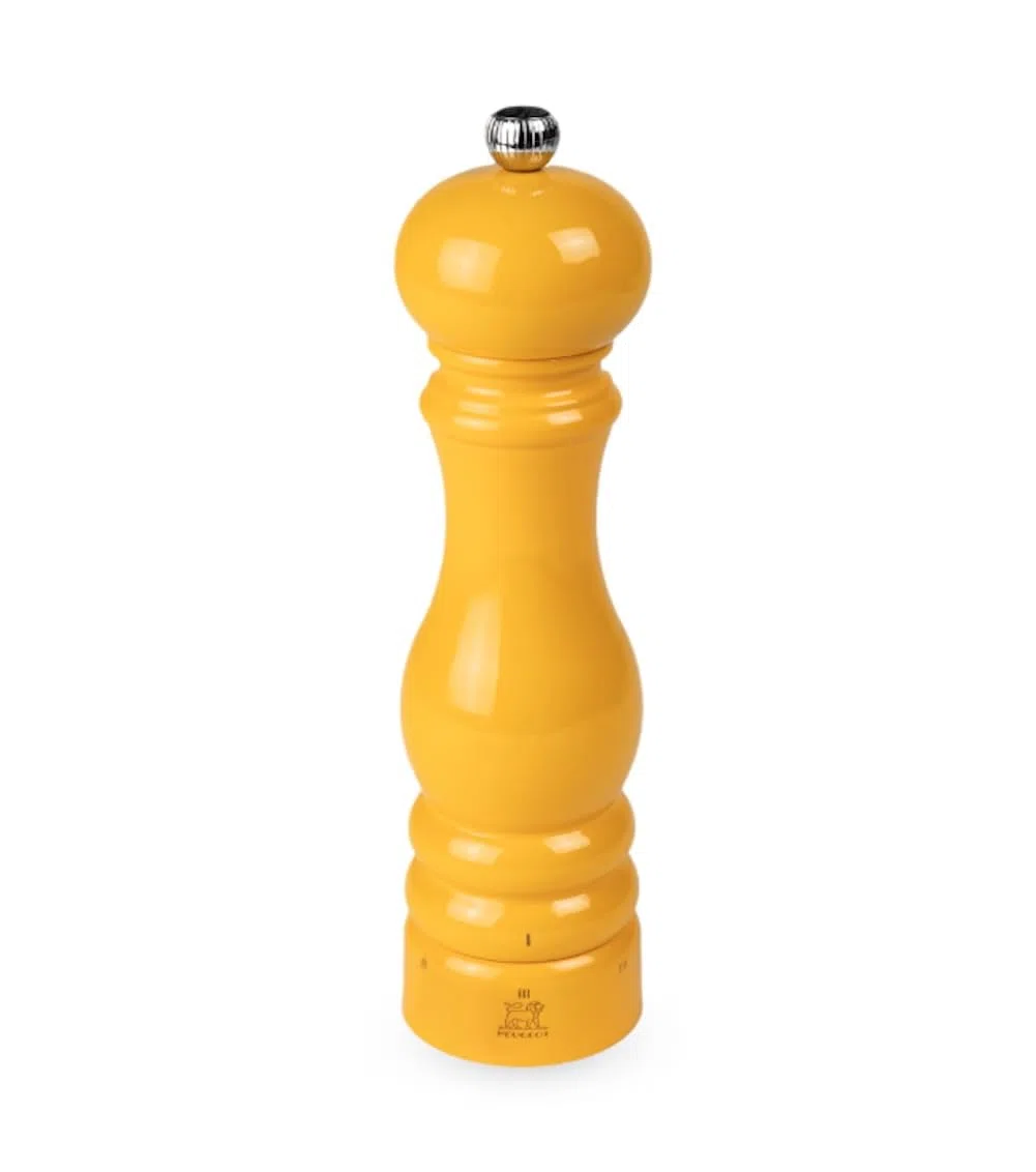 PEUGEOT - Salzmühle Paris u‘Select 22 cm - 6 Mahlgrade - Innovatives Zirlion-Mahlwerk für pulverfeines Salz - Aus PEFC-zertifiziertem Holz - Französisches Know-how - Safrangelb lackiert