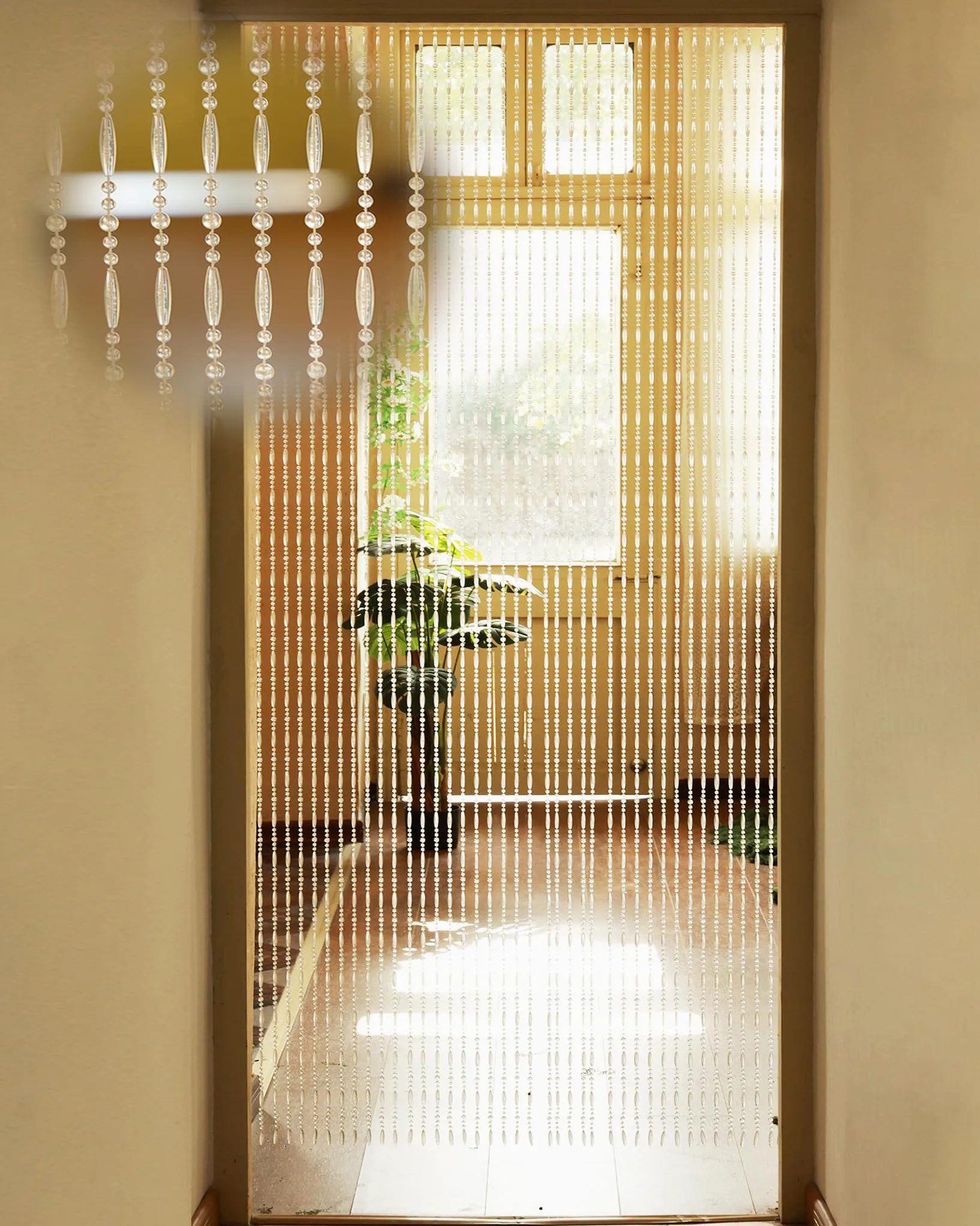 100x230cm Transparent Perlenvorhang Balkontür, 75 Stränge Kunststoffperlenvorhang Perlenvorhang Türvorhang als Insektenschutz und Dekoration für Balkontür, Zimmer