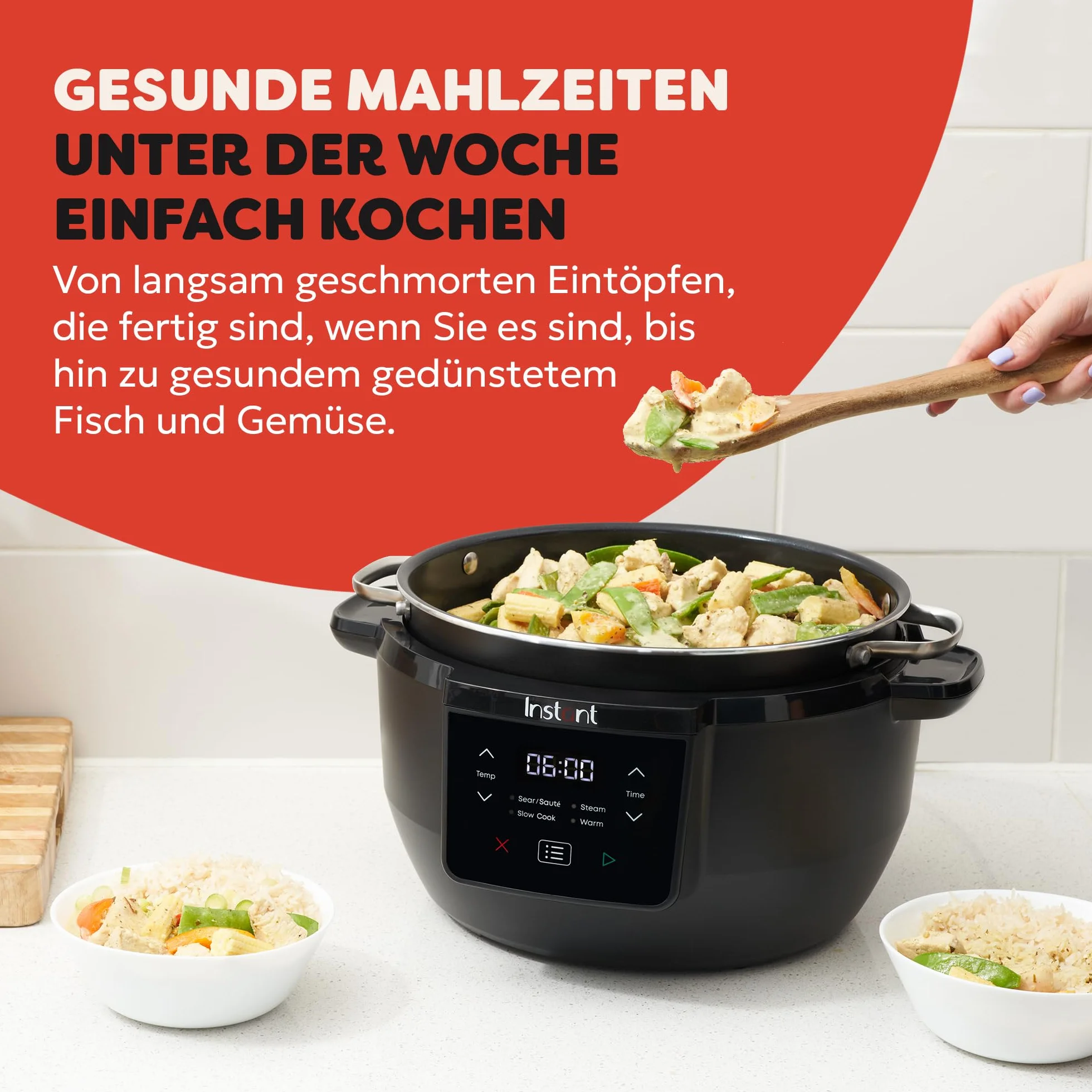 Instant Pot – Superior Schongarer – 7,1L Multikochsystem mit Einstellungen für Schongaren, Anbraten, Dämpfen und Warmhalten, antihaftbeschichteter Innentopf
