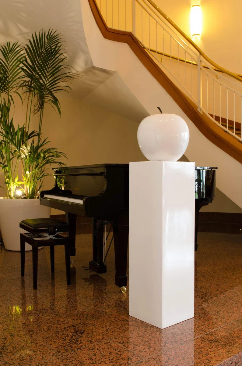 VIVANNO Podest Dekosäule Blumenständer Fiberglas Weiß Hochglanz 30x30x100 cm für Pflanzen und Deko