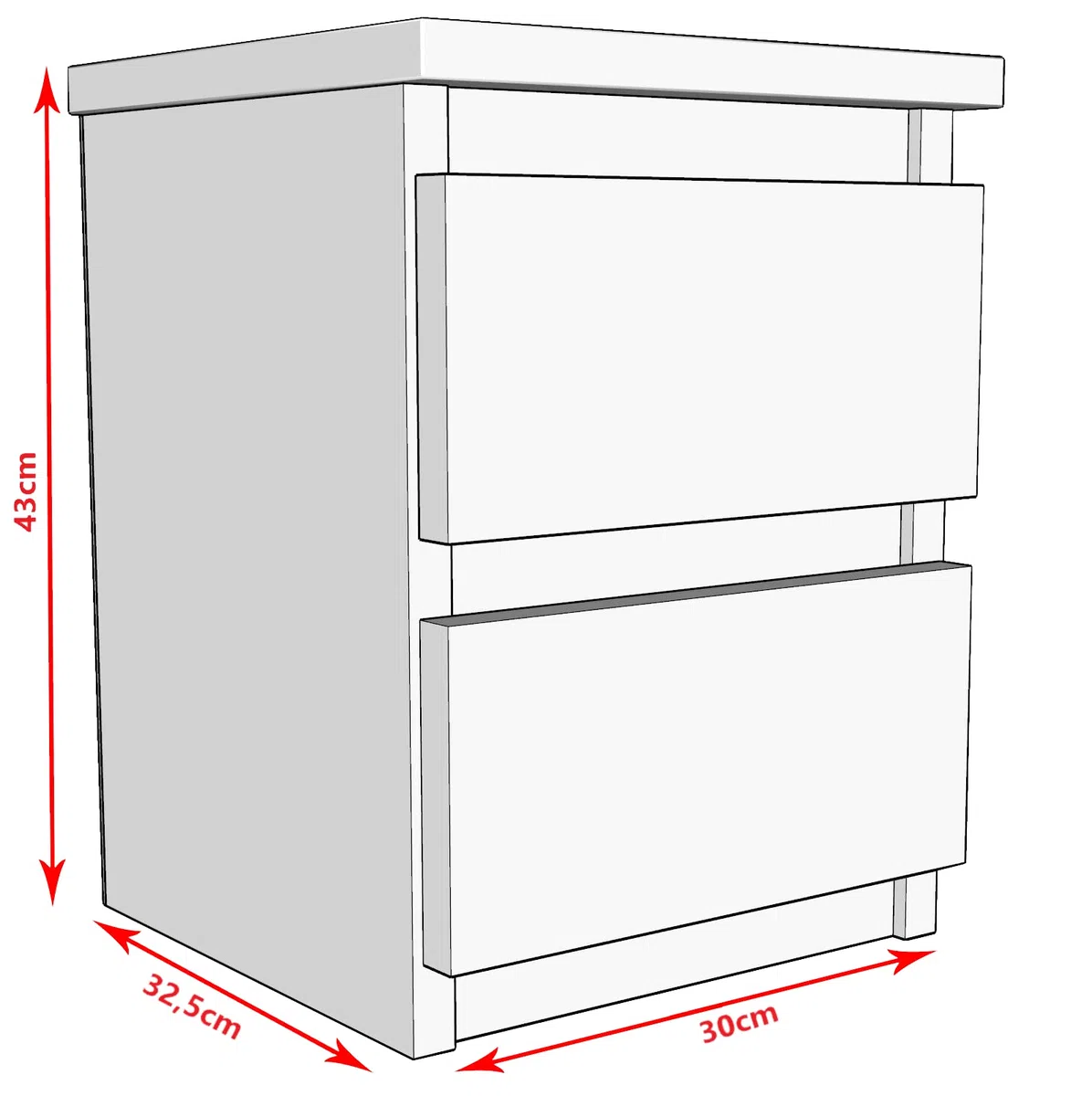 MRBLS_HOME Nachttisch 2er Set Nachtschrank Nachtkommode Modern Möbel mit Schubladen Kommode Holz Schubladenschrank für Ihr Schlafzimmer (Weiß Matt) – 30 x 43 x 32,5 cm (B/H/T)