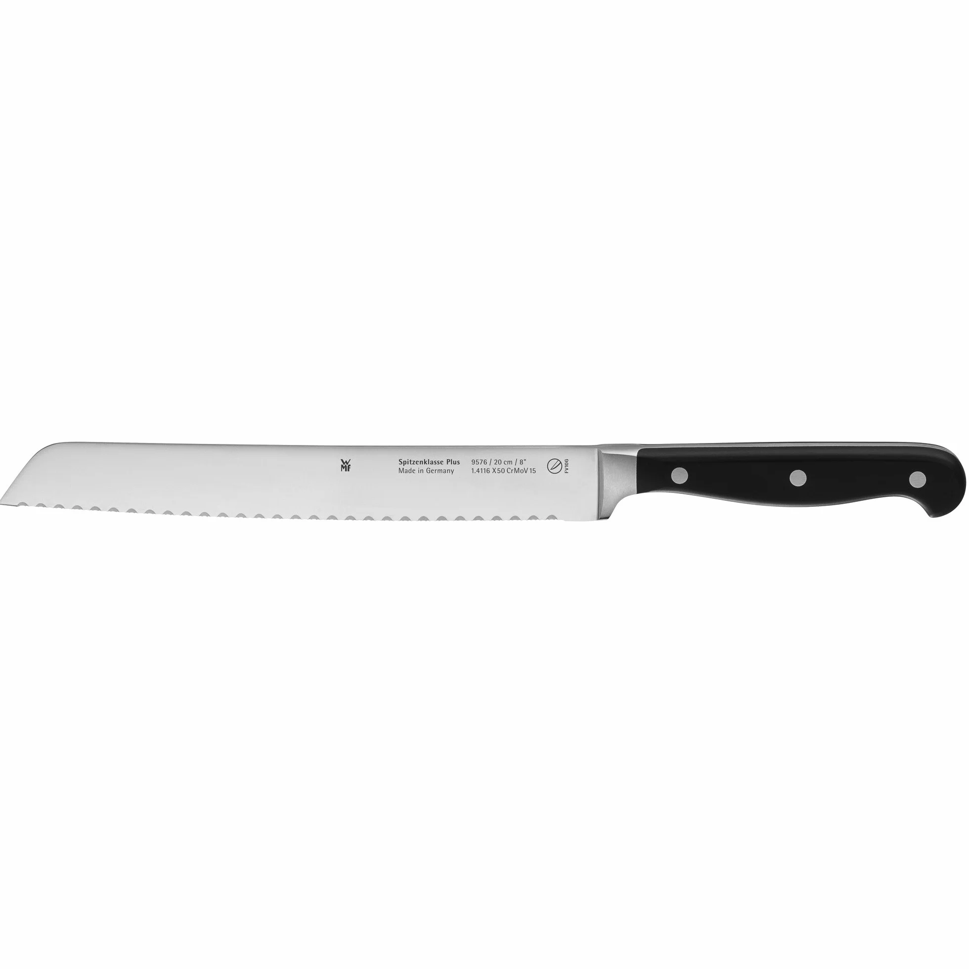 WMF Spitzenklasse Plus Brotmesser Doppelwellenschliff 31,5 cm, Brötchenmesser, Made in Germany, Performance Cut, XL-Griff, Brotmesser Wellenschliff, Klinge 20 cm