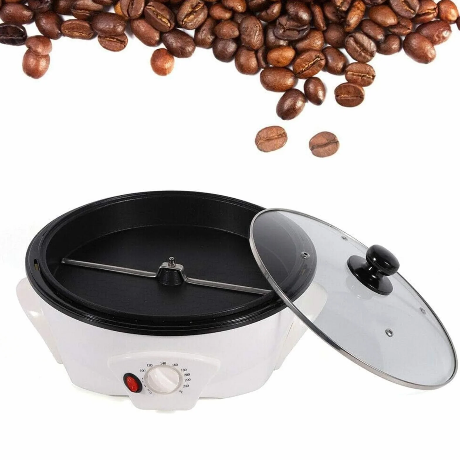 Kaffeeröster für Zuhause, Elektrische Kaffee Röster Maschine, 1200W Multifunktionaler kaffeebohnen Röster, 0-240℃ Temperatureinstellung, für Erdnüssen, Melonenkernen, Sojabohnen, Kaffeebohnen