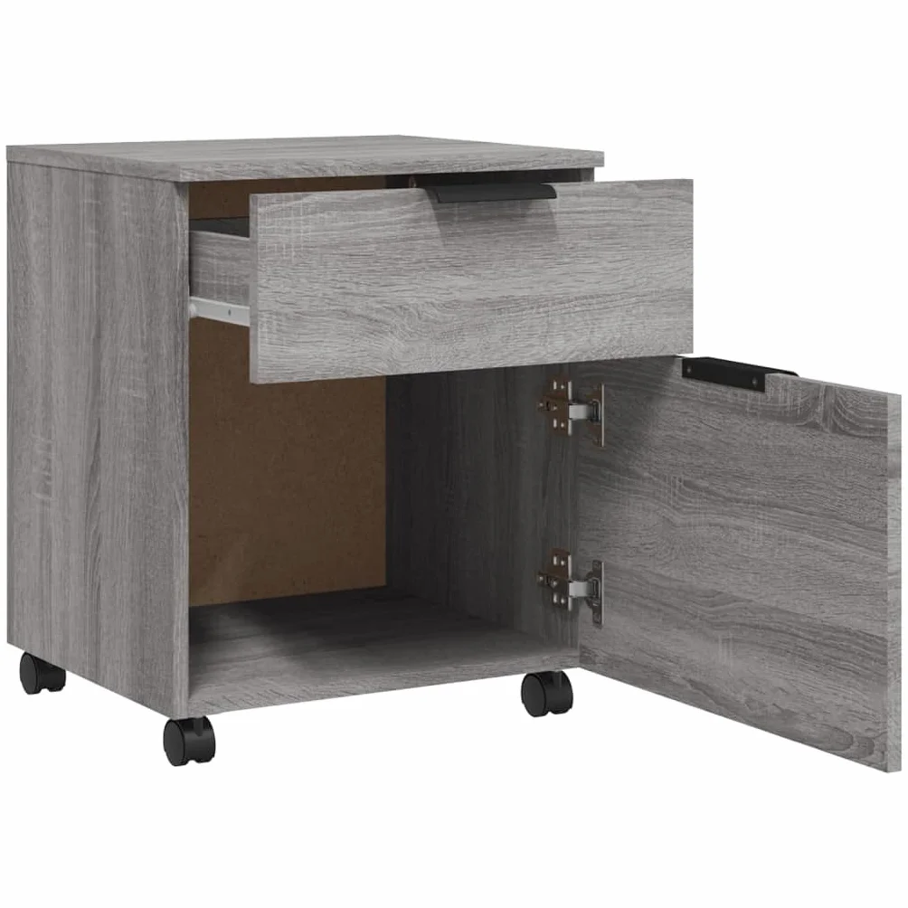 Aktenschrank mit Rollen, Rollcontainer, Mobiler Büroschrank, Büromöbel, Aufbewahrungsschrank für Home Office, 45 x 38 x 54 cm, Holzwerkstoff