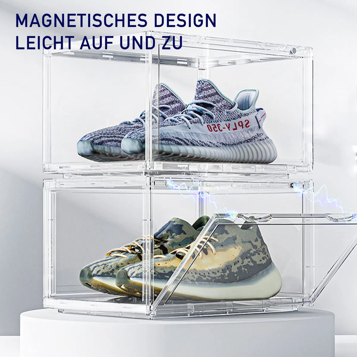 PUCHIKA Schuhbox, Schuhboxen stapelbar durchsichtig, Schuhboxen 6er-Set, durchsichtiges Schuhbox, Schuhkarton Kunststoff, Schuhaufbewahrungsbox für Schuhe, Größe 36x28x22cm, durchsichtig klar, Typ-H